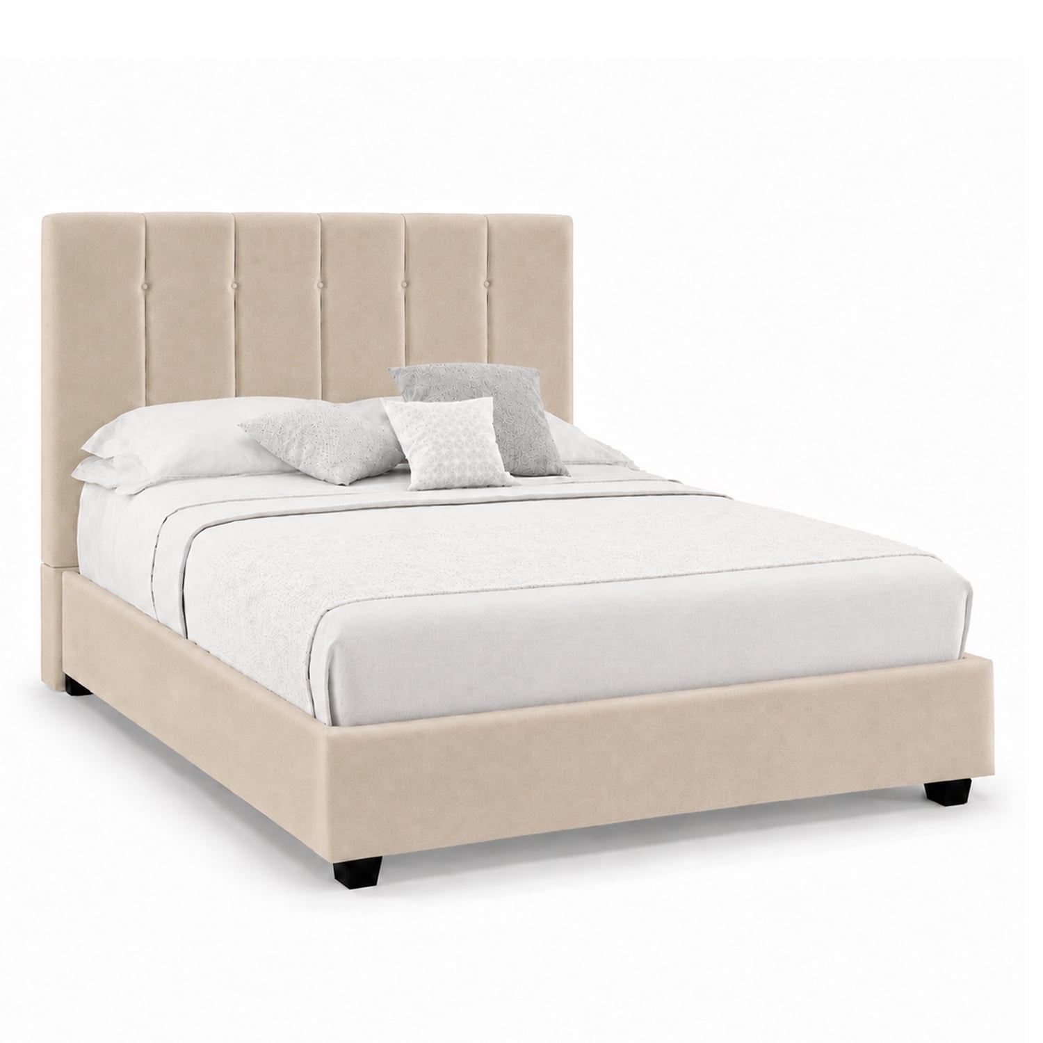 CAMA LEMUEBLE LISTÓN CAPRI TAPIZADA BEIGE QUEEN - 2