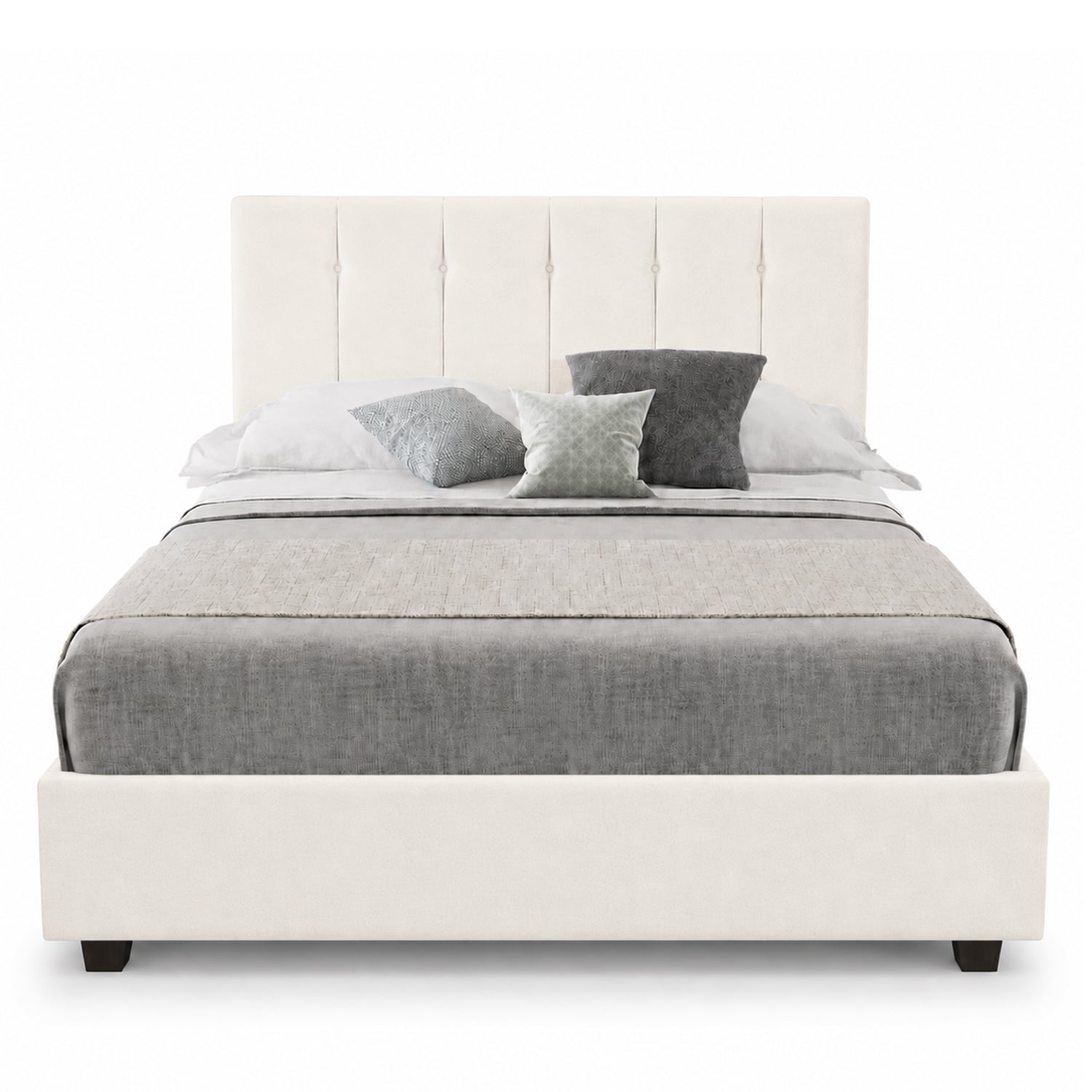 CAMA LEMUEBLE TAPIZADA LISTÓN CAPRI IVORY QUEEN - 1