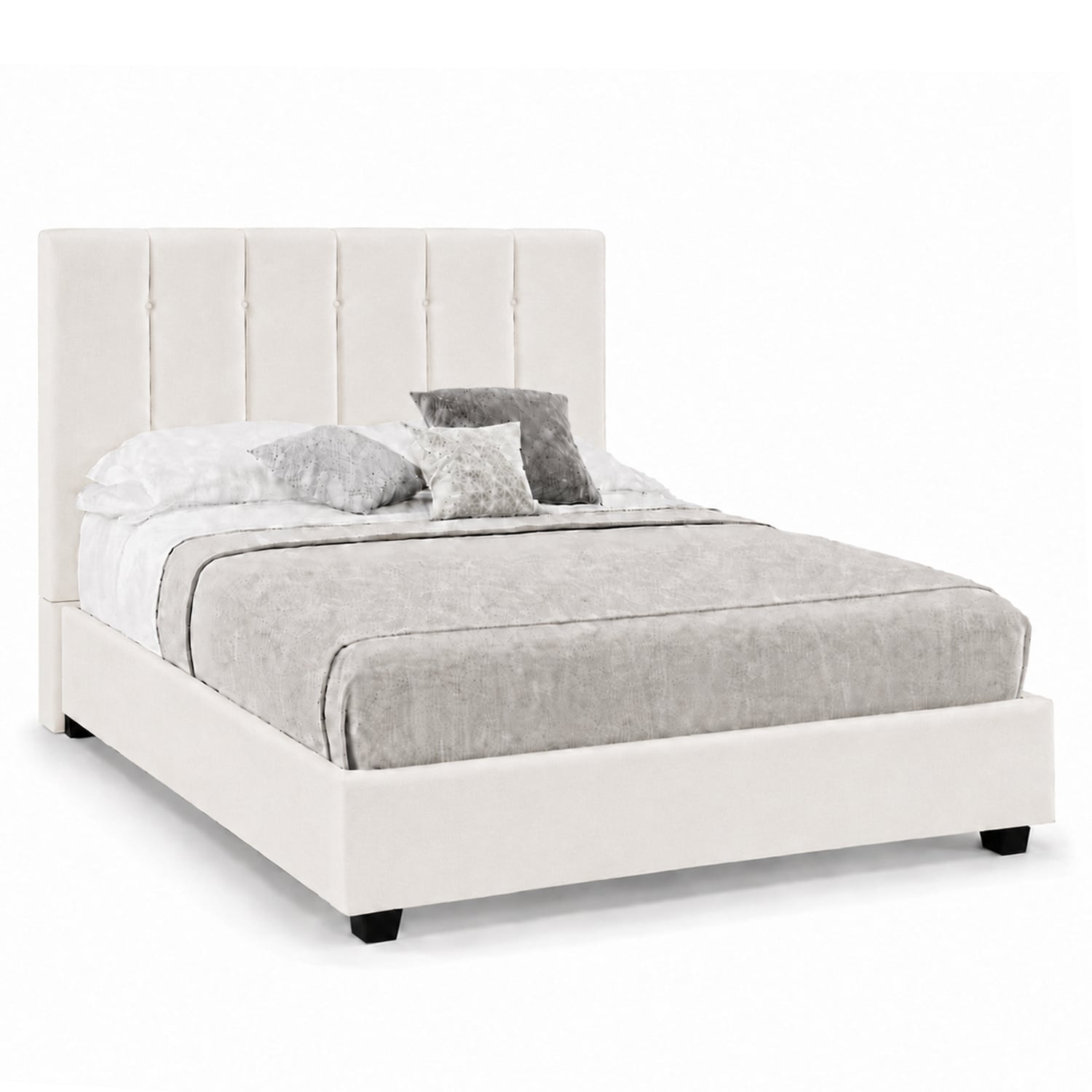 CAMA LEMUEBLE TAPIZADA LISTÓN CAPRI IVORY QUEEN - 2