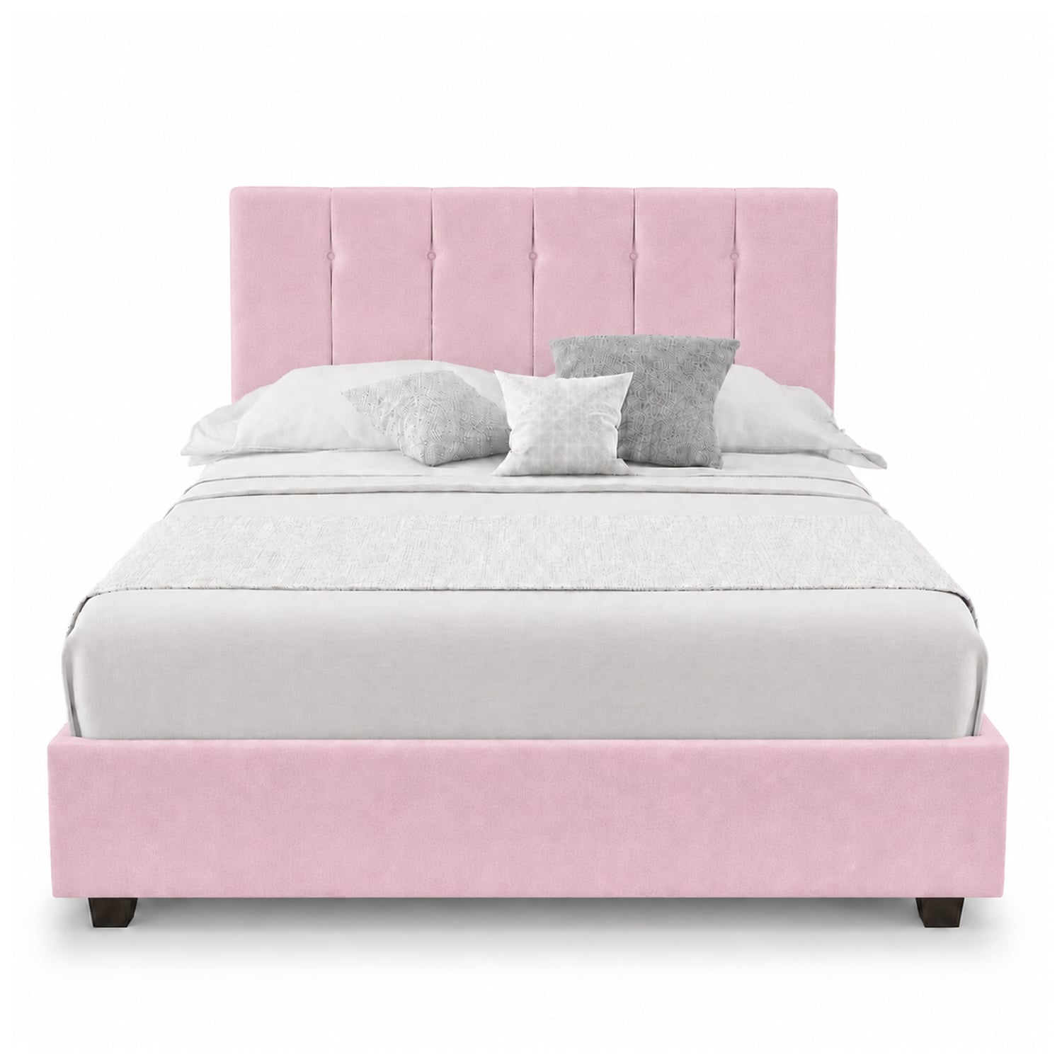 CAMA LEMUEBLE TAPIZADA LISTÓN CAPRI 1.5 PLZ ROSA - 1