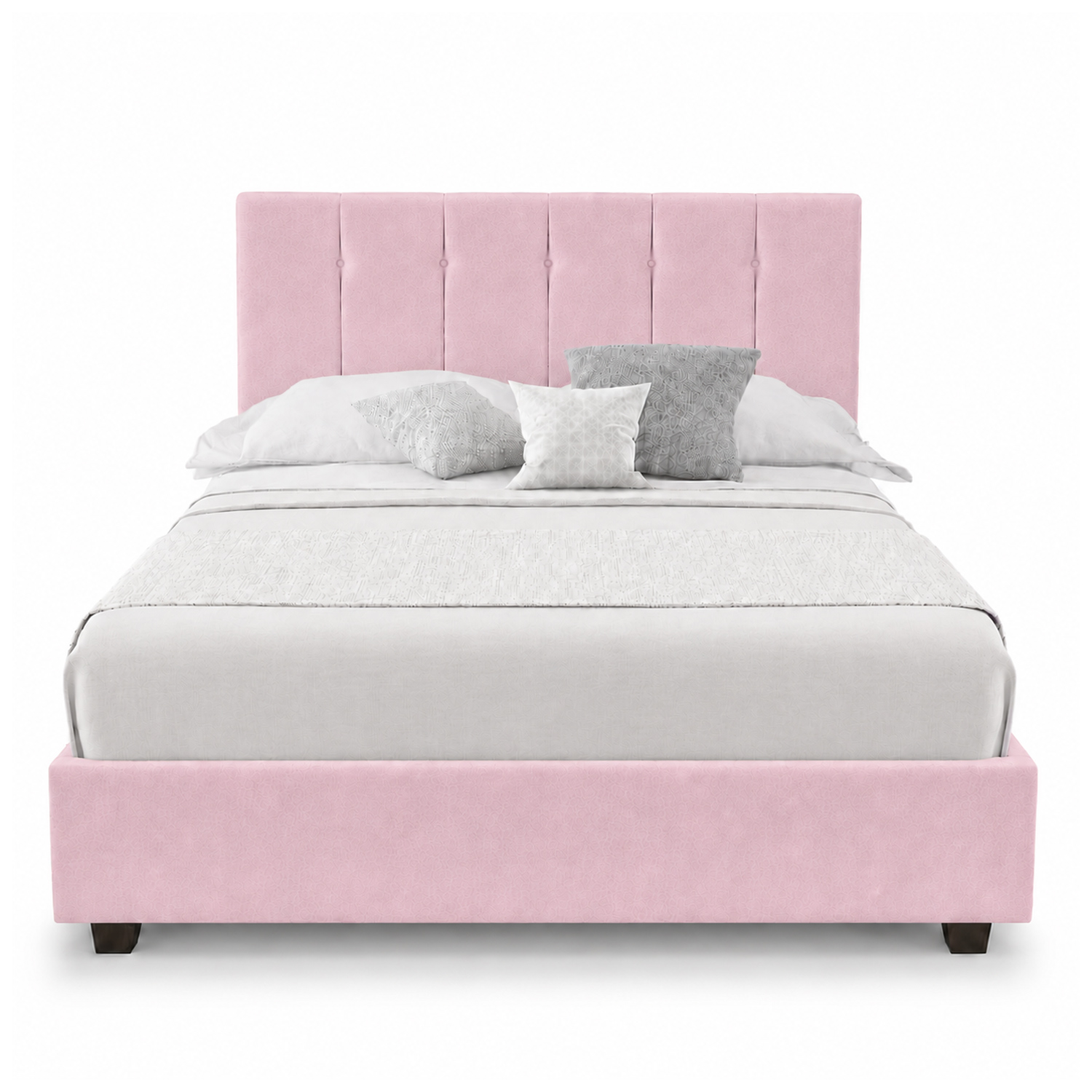 CAMA LEMUEBLE TAPIZADA LISTÓN CAPRI 2 PLAZAS ROSA - 1