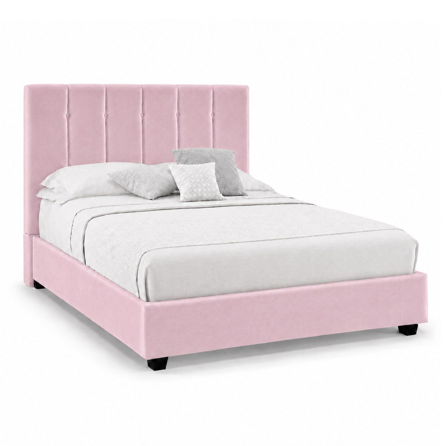 CAMA LEMUEBLE TAPIZADA LISTÓN CAPRI 2 PLAZAS ROSA - 2