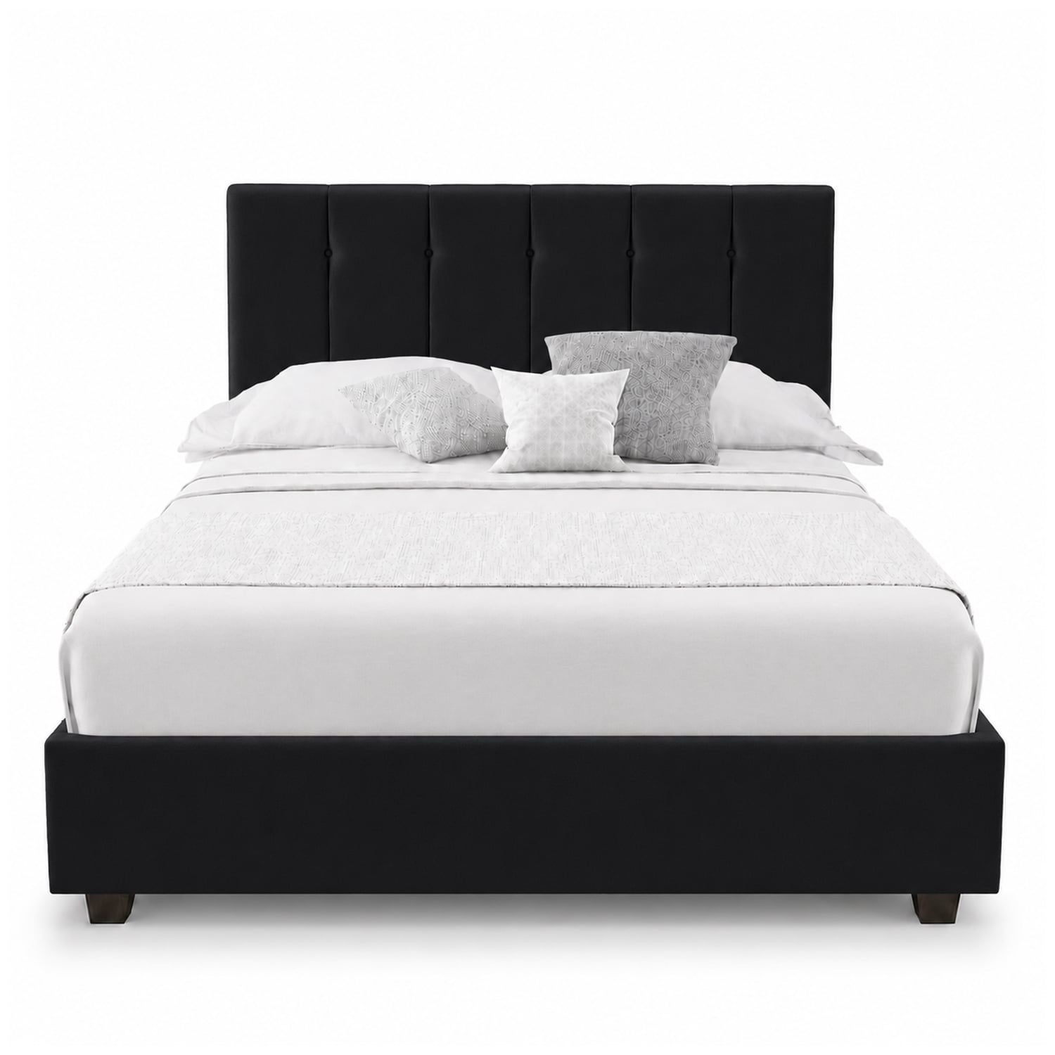 CAMA LEMUEBLE TAPIZADA LISTÓN CAPRI 2 PLAZAS NEGRO - 1