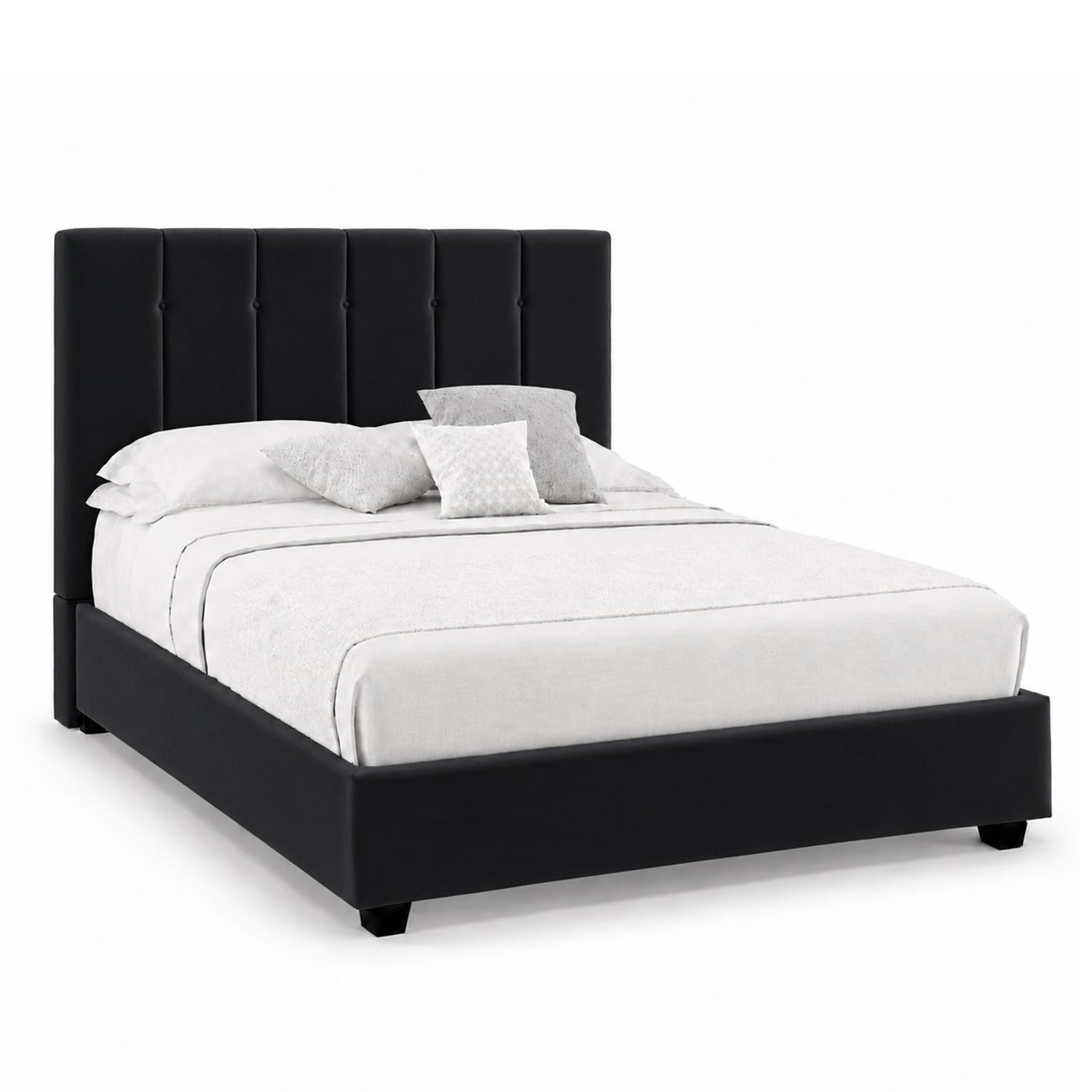 CAMA LEMUEBLE TAPIZADA LISTÓN CAPRI NEGRO QUEEN - 2