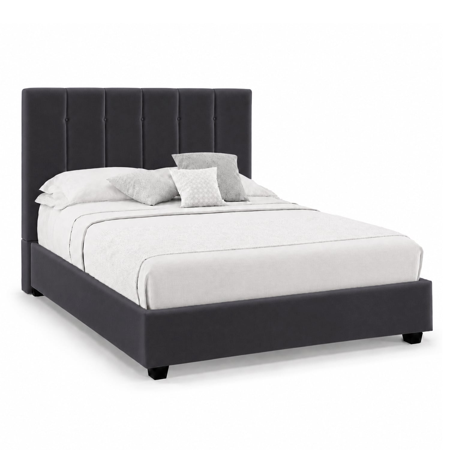 CAMA LEMUEBLE TAPIZADA LISTÓN CAPRI 1.5 PLZ GRIS OSCURO - 2