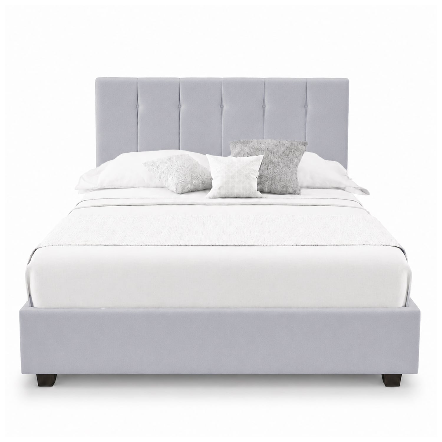 CAMA LEMUEBLE TAPIZADA LISTÓN CAPRI 1.5 PLZ GRIS CLARO - 1