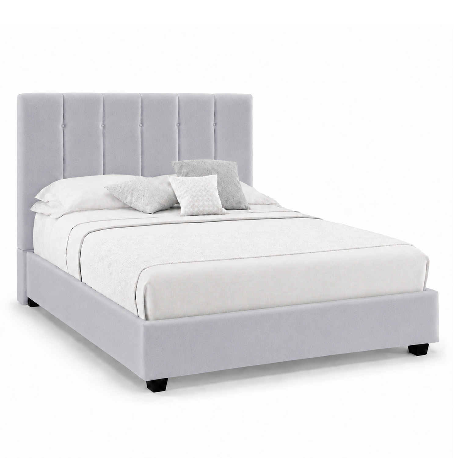 CAMA LEMUEBLE TAPIZADA LISTÓN CAPRI 2 PLAZAS GRIS CLARO - 2