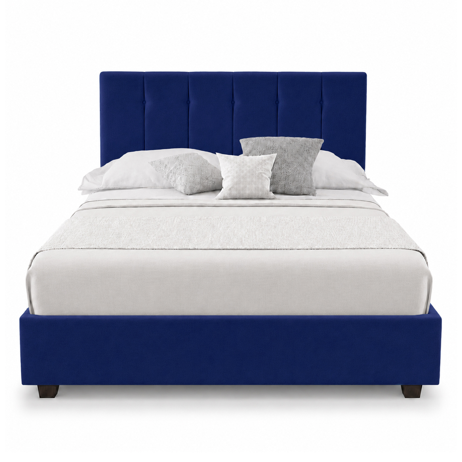 CAMA LEMUEBLE TAPIZADA LISTÓN CAPRI 1.5 PLZ AZUL - 1