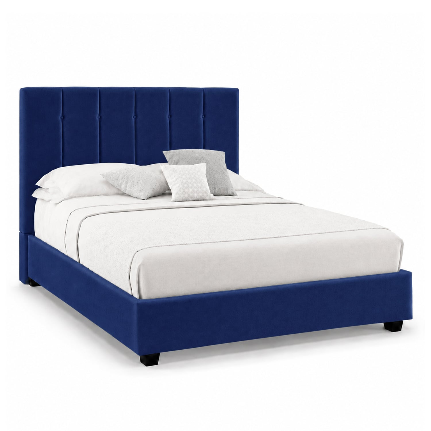 CAMA LEMUEBLE TAPIZADA LISTÓN CAPRI 2 PLAZAS AZUL - 2