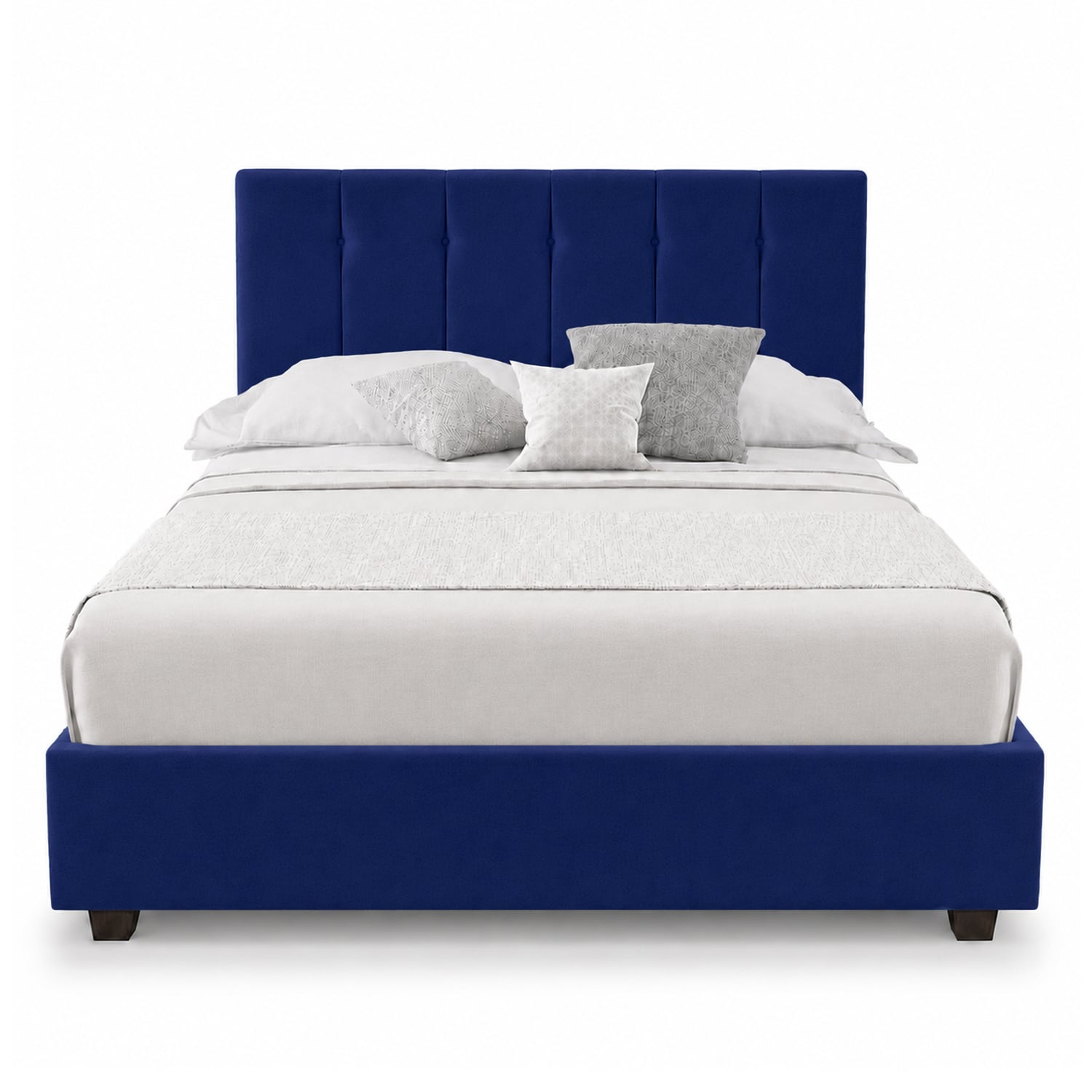 CAMA LEMUEBLE TAPIZADA LISTÓN CAPRI AZUL QUEEN - 1
