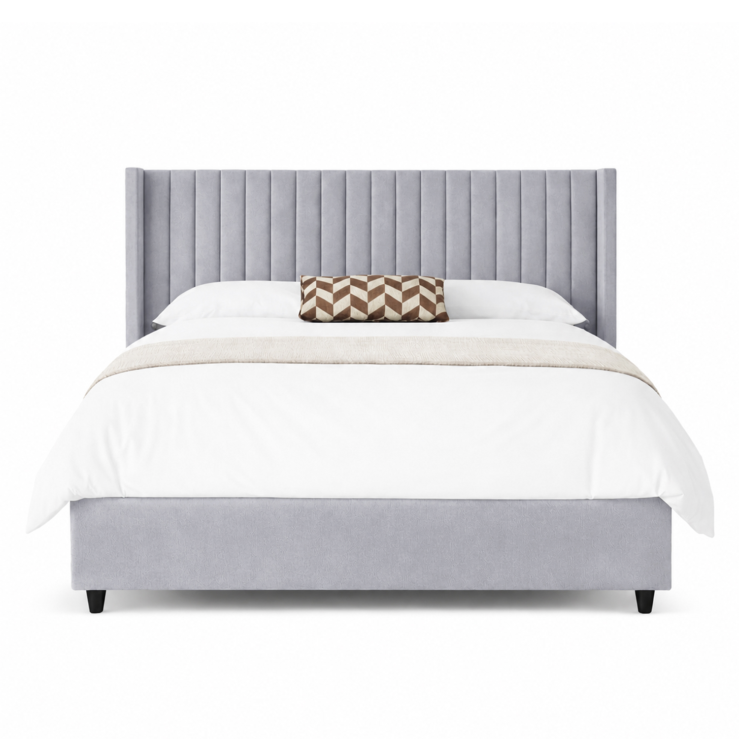 CAMA LEMUEBLE TAPIZADA PANEL 1.5 PLZ GRIS CLARO - 1