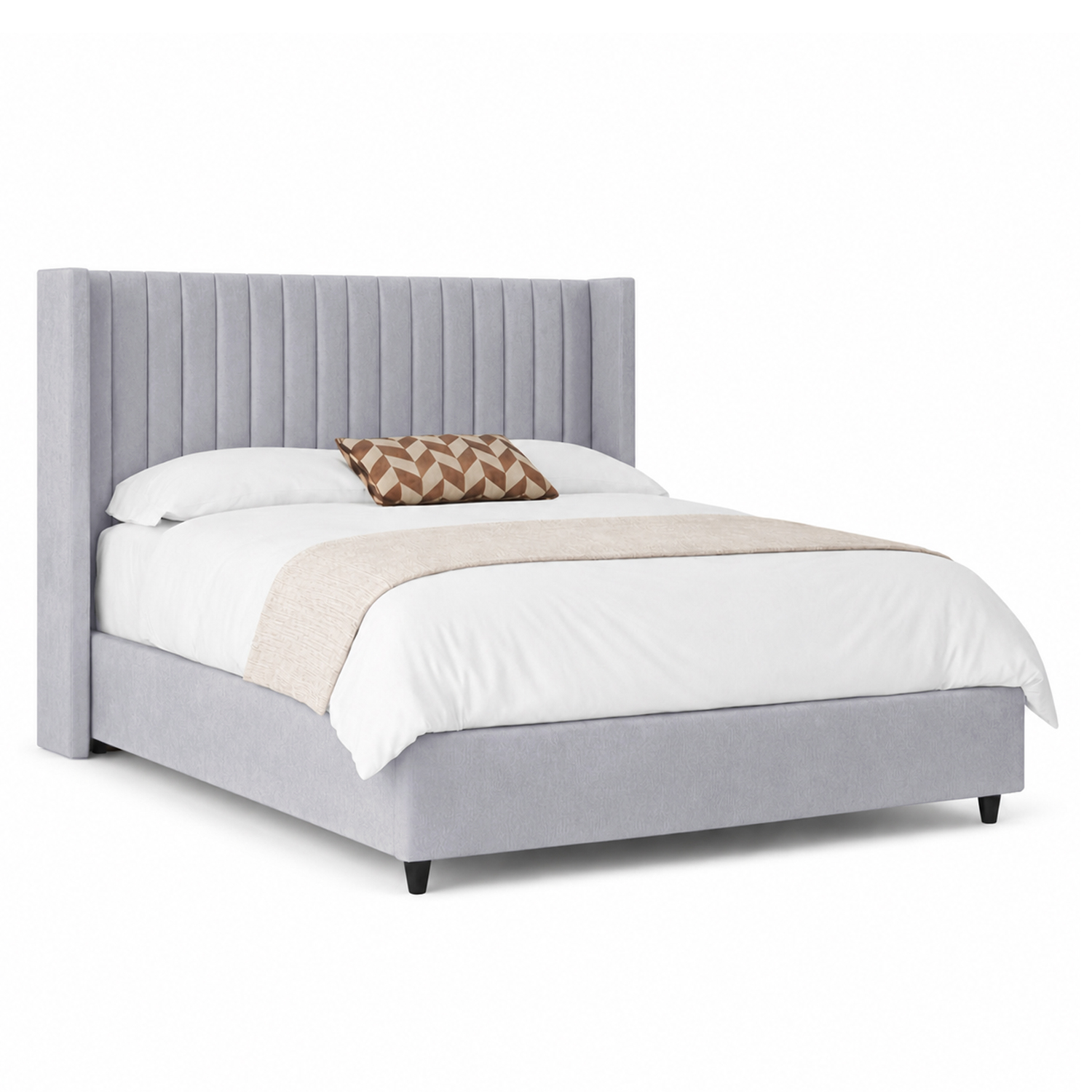 CAMA LEMUEBLE TAPIZADA PANEL 1.5 PLZ GRIS CLARO - 2