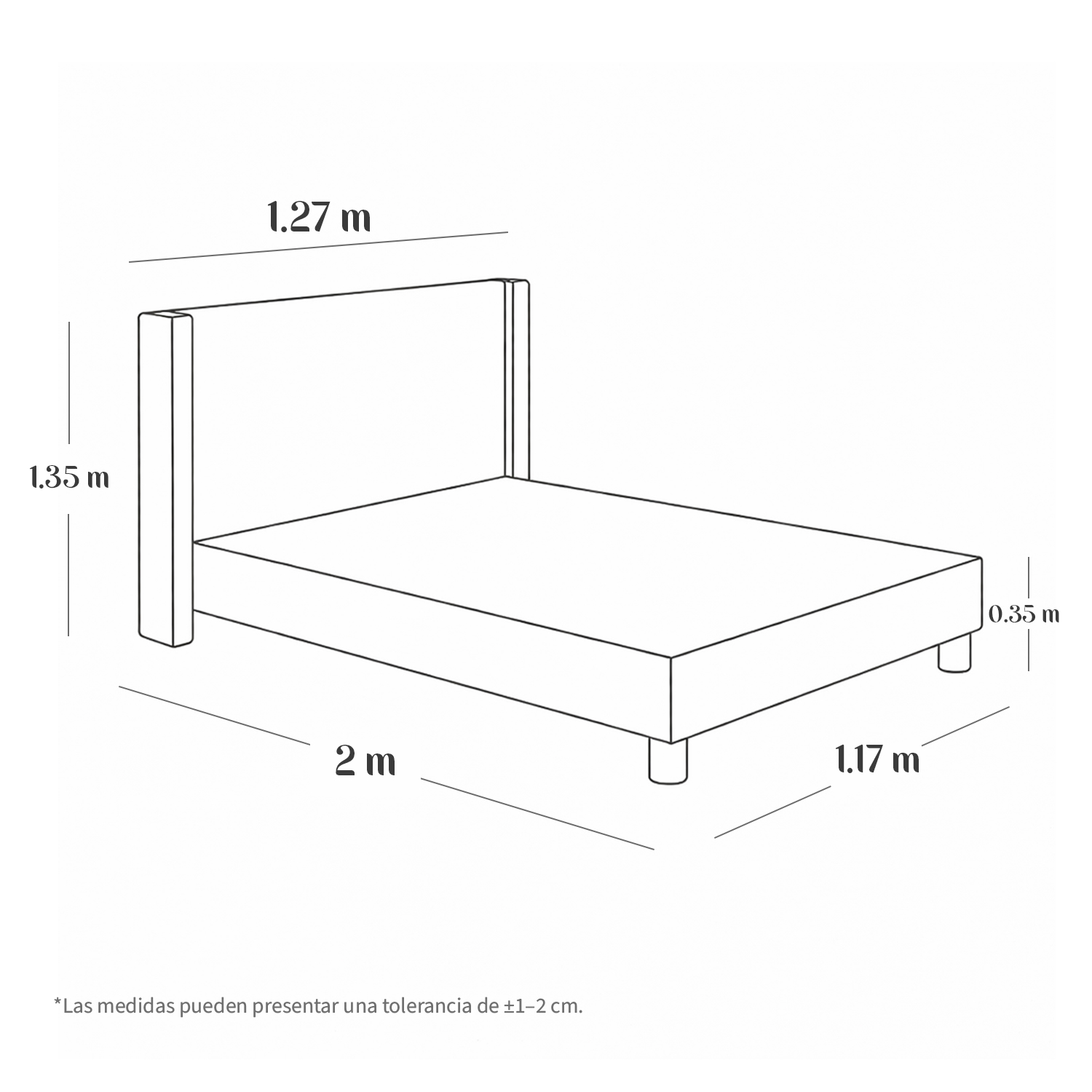 CAMA LEMUEBLE TAPIZADA PANEL 1.5 PLZ GRIS CLARO - 6