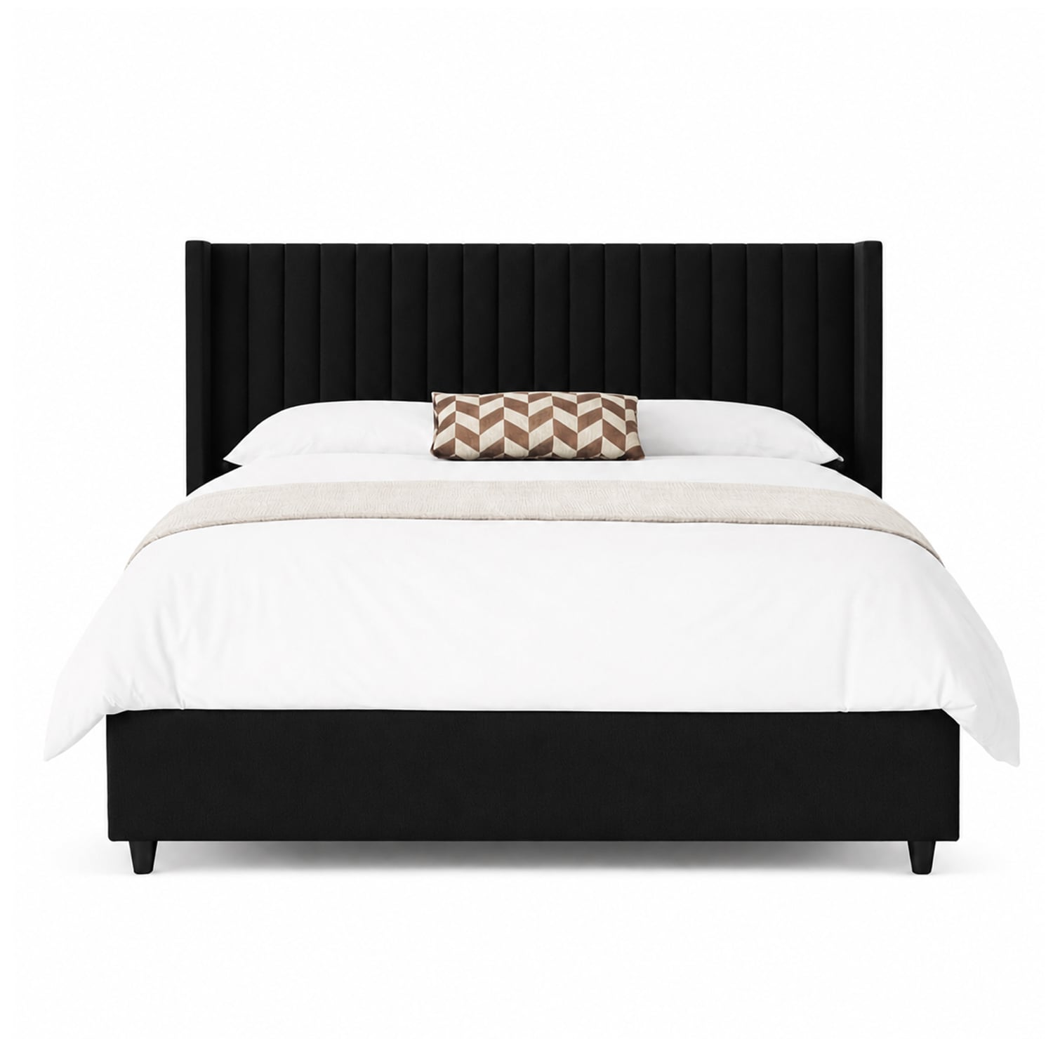 CAMA LEMUEBLE TAPIZADA PANEL 1.5 PLZ NEGRO - 1