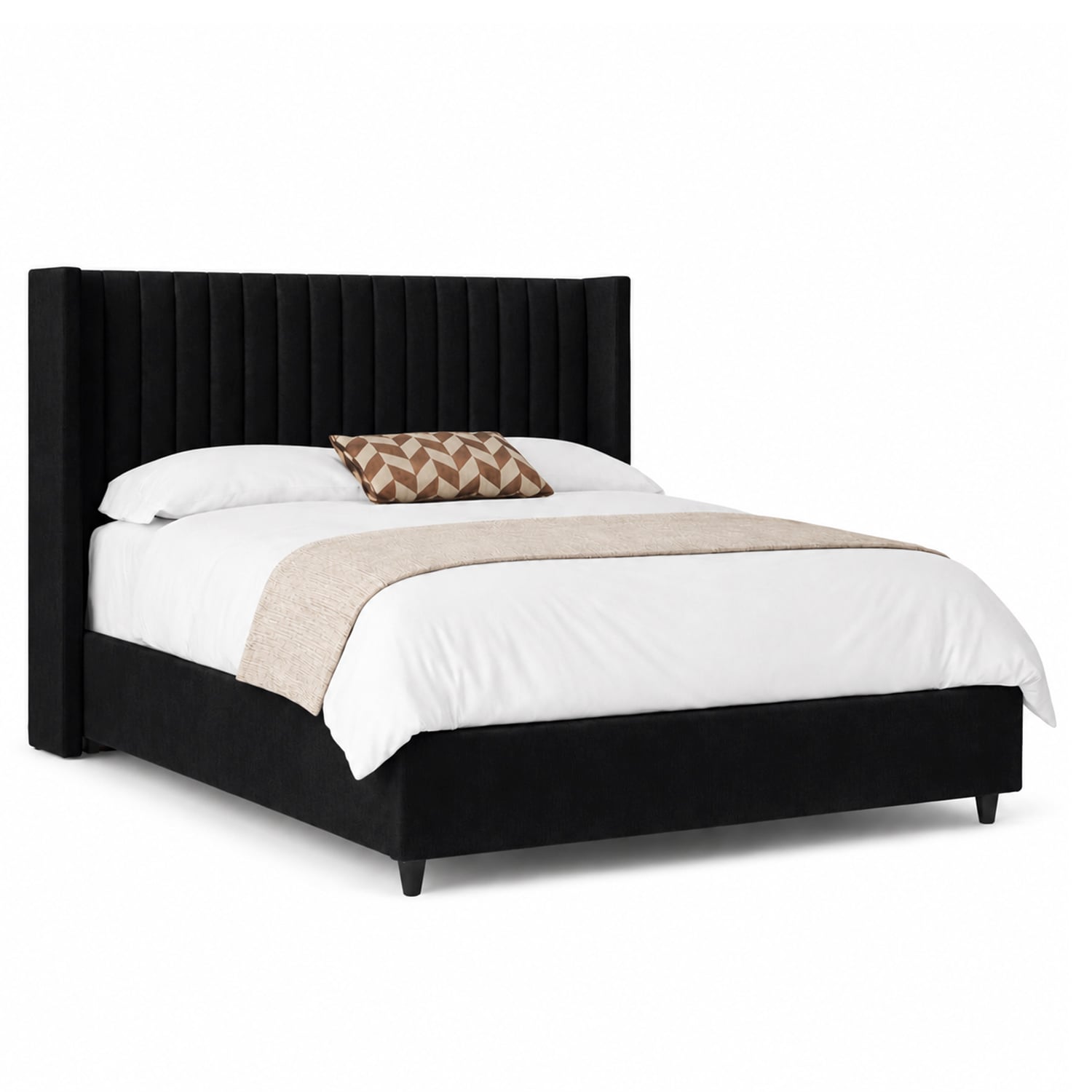 CAMA LEMUEBLE TAPIZADA PANEL 1.5 PLZ NEGRO - 2