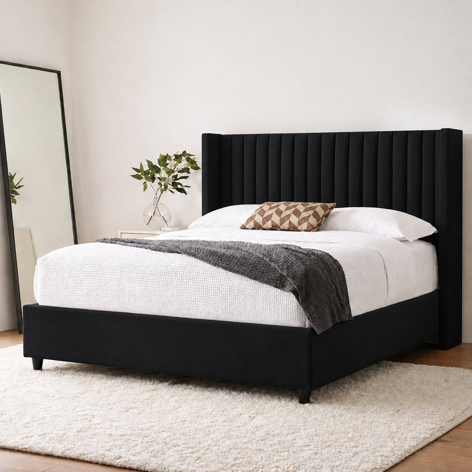 CAMA LEMUEBLE TAPIZADA PANEL 1.5 PLZ NEGRO - 3