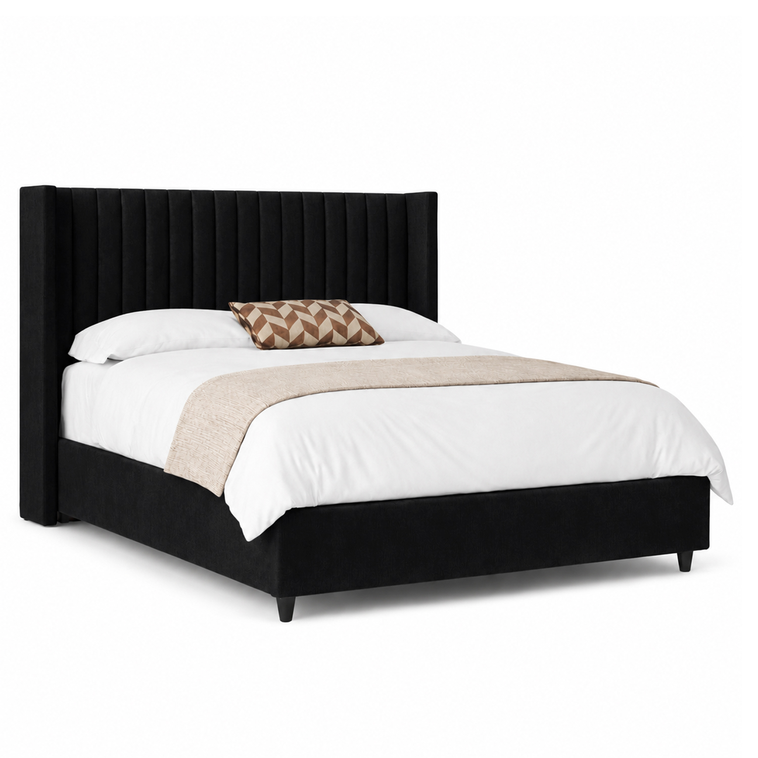 CAMA LEMUEBLE TAPIZADA PANEL NEGRO QUEEN - 2
