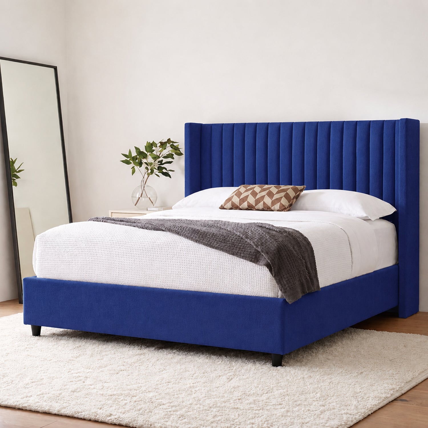 CAMA LEMUEBLE TAPIZADA PANEL 1.5 PLZ AZUL - 3