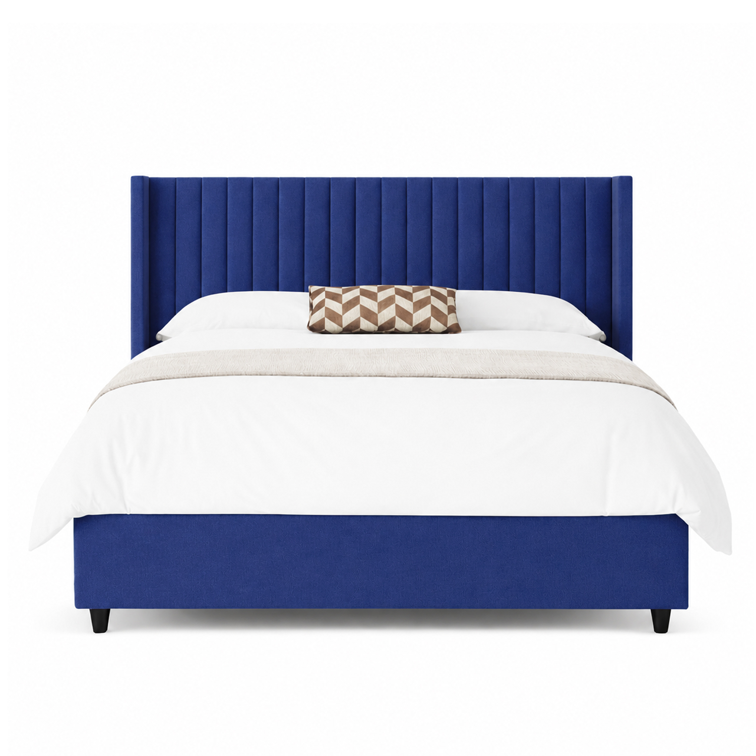 CAMA LEMUEBLE TAPIZADA PANEL AZUL QUEEN - 1