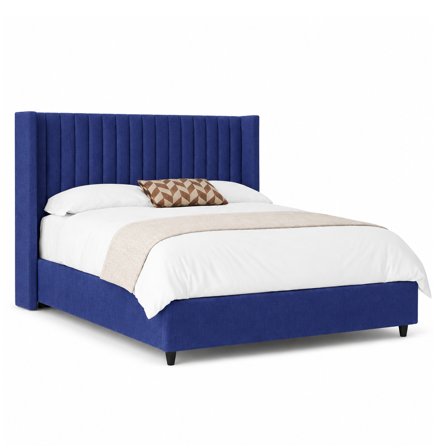 CAMA LEMUEBLE TAPIZADA PANEL AZUL QUEEN - 2