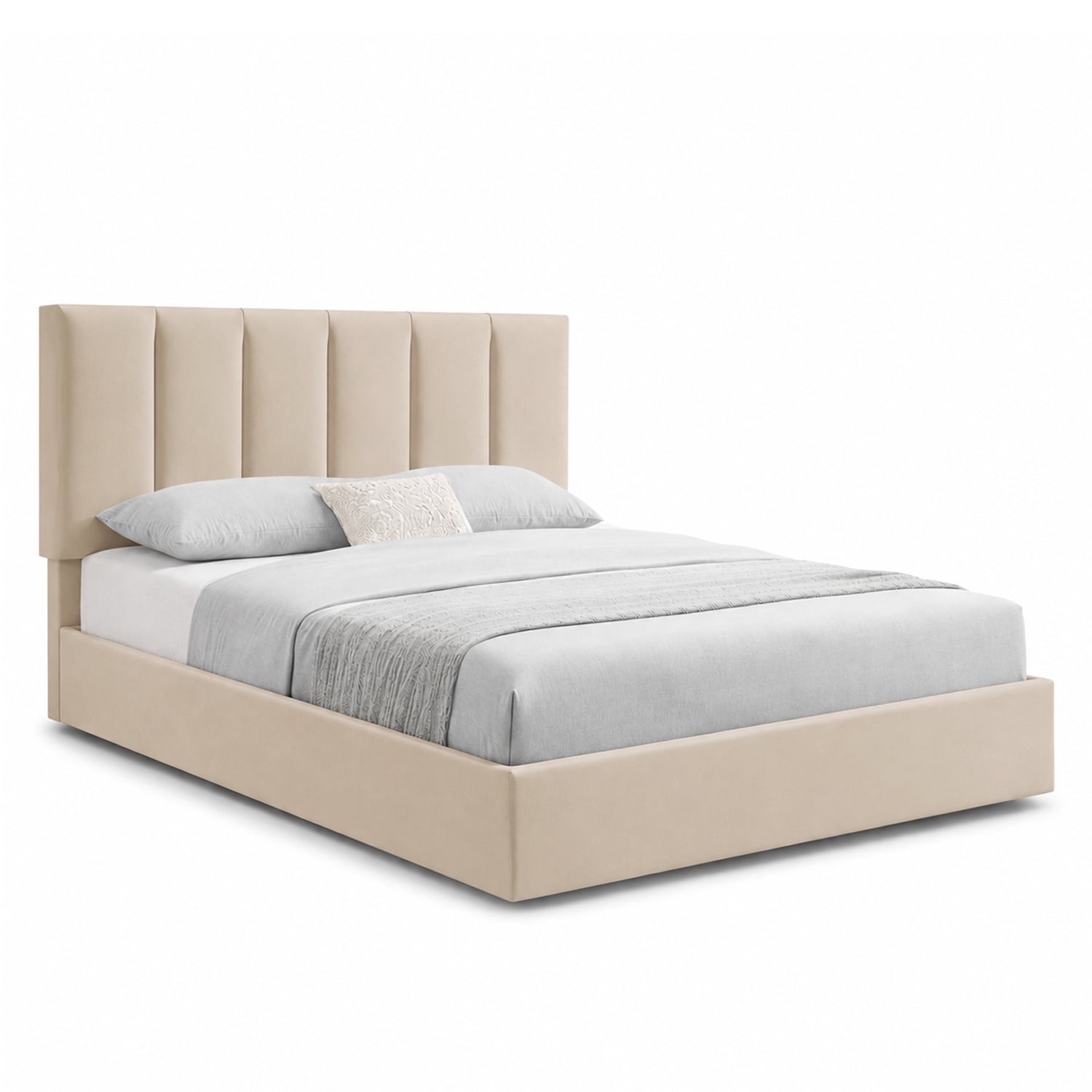 CAMA LEMUEBLE TAPIZADA LISTÓN ADDA QUEEN BEIGE - 2