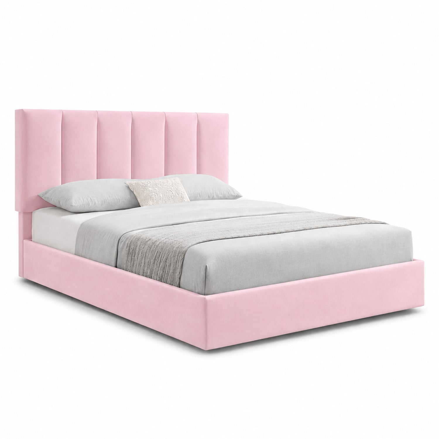 CAMA LEMUEBLE TAPIZADA LISTÓN ADDA 1.5 PLZ ROSA - 2