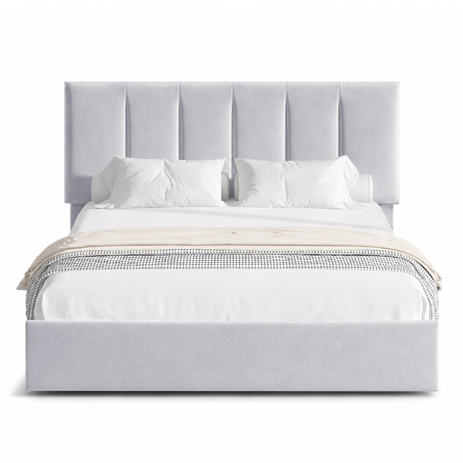 CAMA LEMUEBLE TAPIZADA LISTÓN ADDA 1.5 PLZ GRIS CLARO - 1