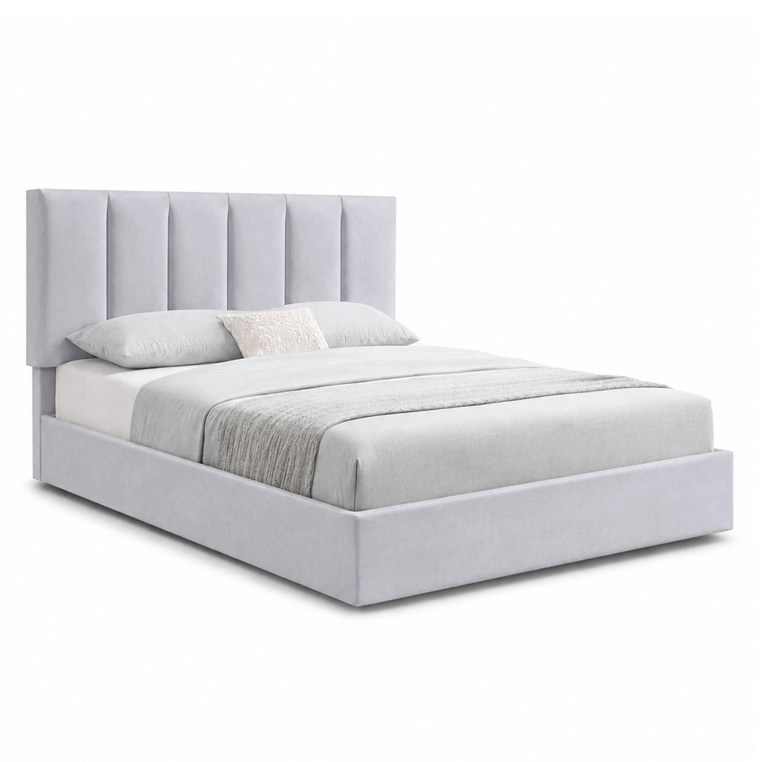 CAMA LEMUEBLE TAPIZADA LISTÓN ADDA QUEEN GRIS CLARO - 2