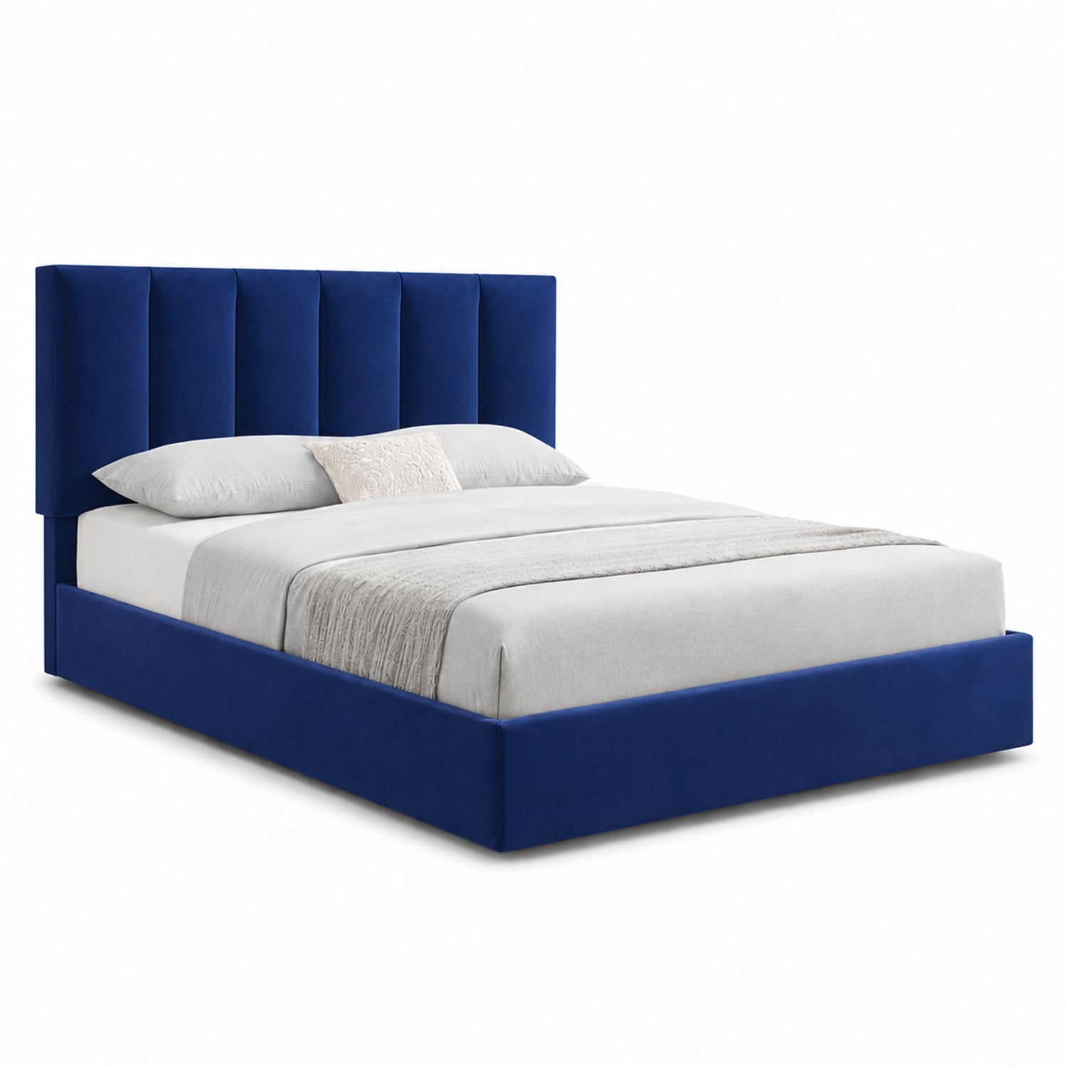 CAMA LEMUEBLE TAPIZADA LISTÓN ADDA 1.5 PLZ AZUL - 2