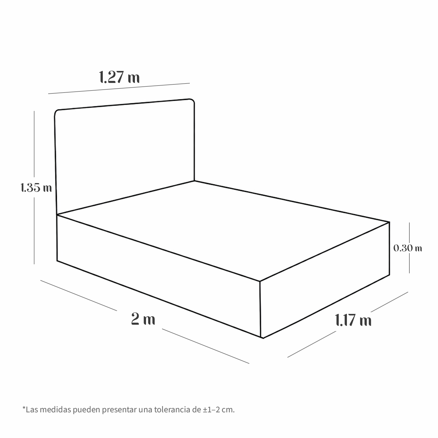 CAMA LEMUEBLE TAPIZADA LISTÓN ADDA 1.5 PLZ AZUL - 5