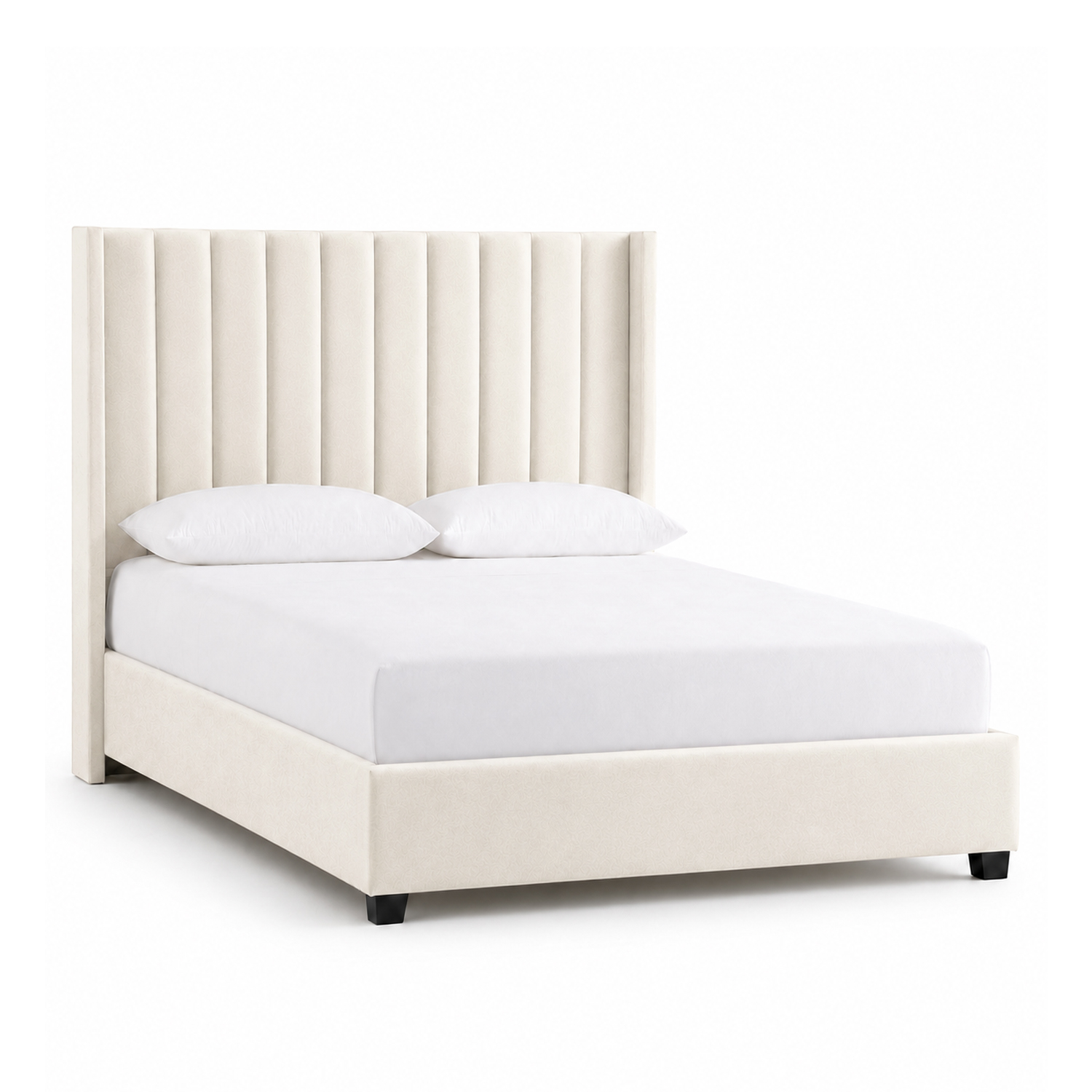 CAMA TAPIZADA LEMUEBLE LISTÓN CON PATAS DE MADERA 1.5 PLZ IVORY - 2