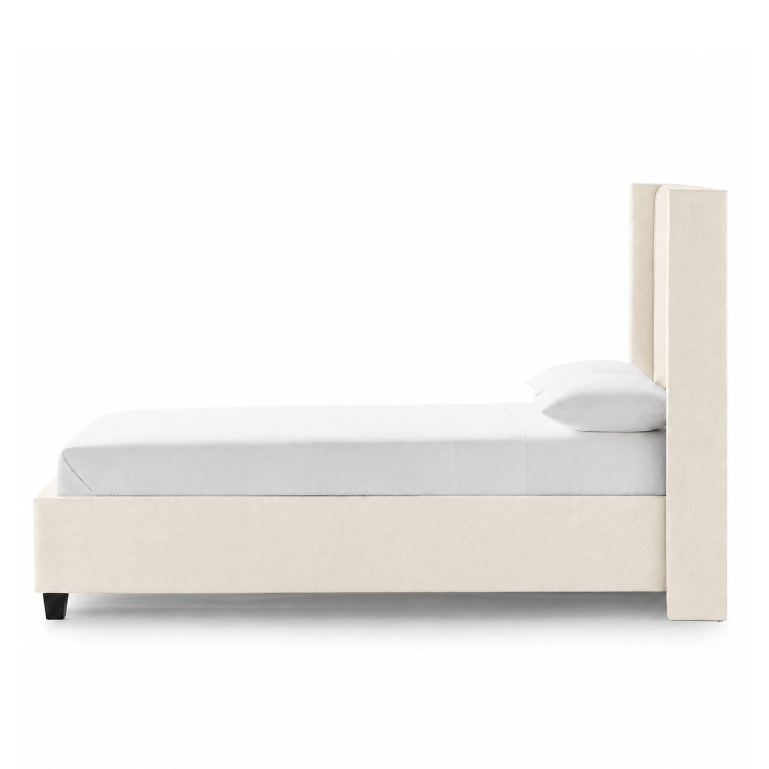 CAMA TAPIZADA LEMUEBLE LISTÓN CON PATAS DE MADERA 1.5 PLZ IVORY - 3