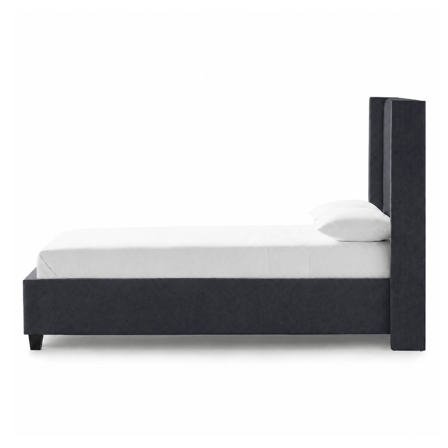 CAMA TAPIZADA LEMUEBLE LISTÓN CON PATAS DE MADERA 2 PLAZAS GRIS OSCURO - 3