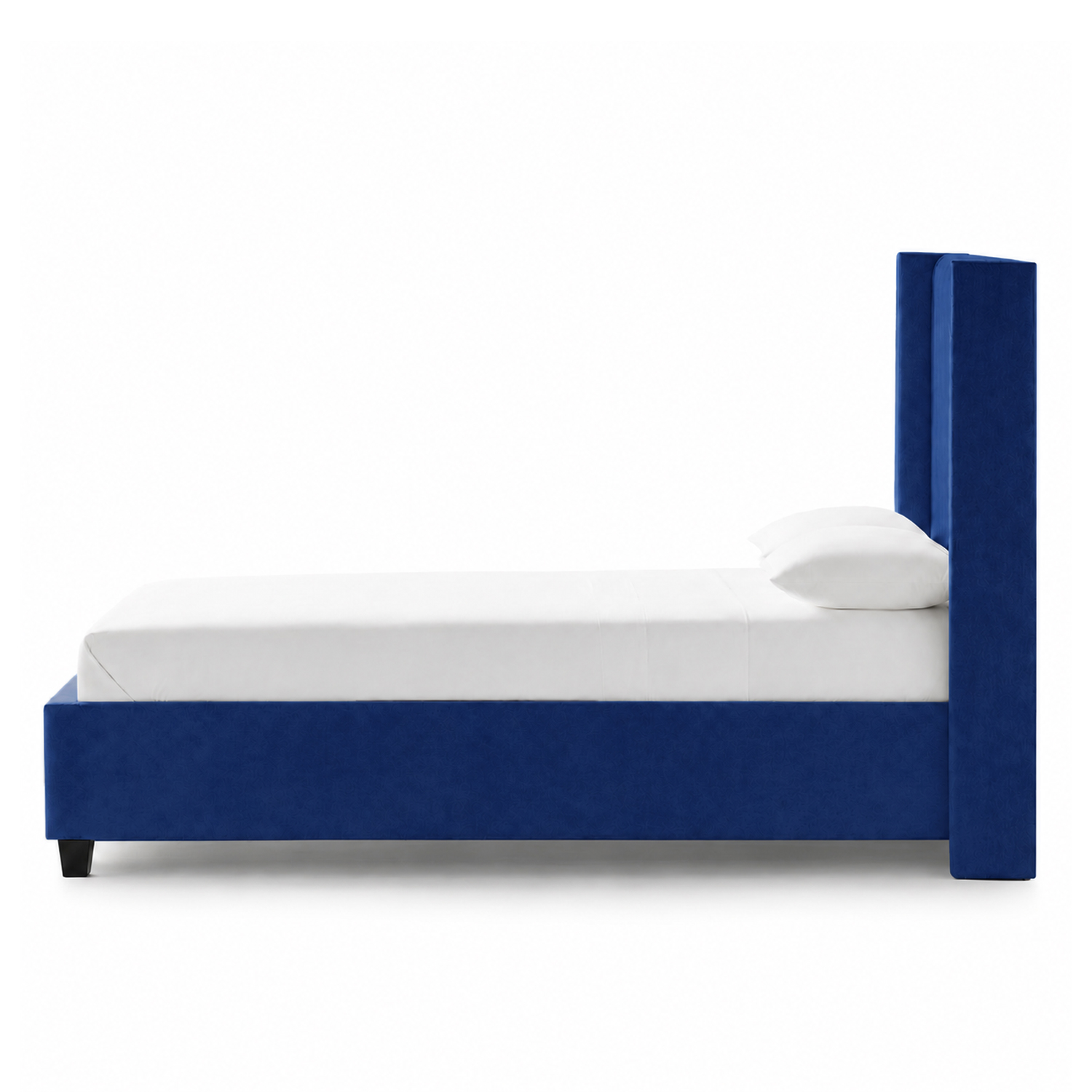 CAMA TAPIZADA LEMUEBLE LISTÓN CON PATAS DE MADERA 2 PLAZAS AZUL - 3