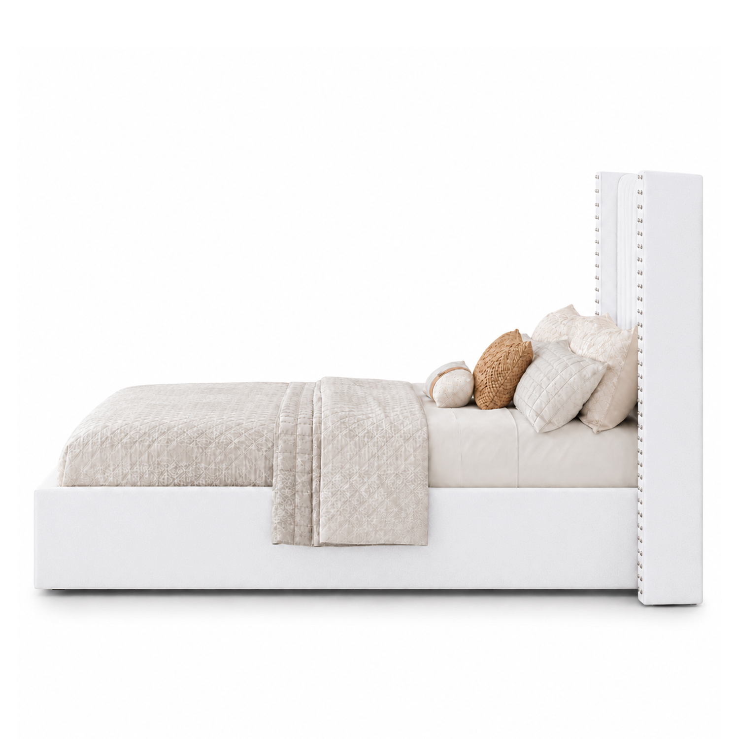 CAMA TAPIZADA LISTÓN CON TACHUELAS LEMUEBLE 1.5 PLZ CRUDO CLARO - 3
