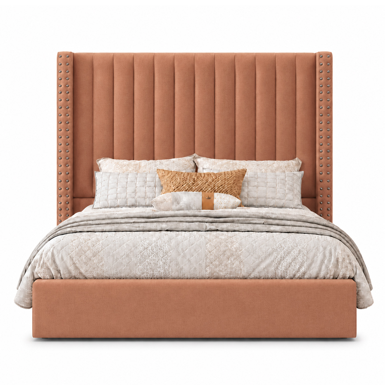 CAMA TAPIZADA LISTÓN CON TACHUELAS LEMUEBLE 1.5 PLZ DURAZNO - 1