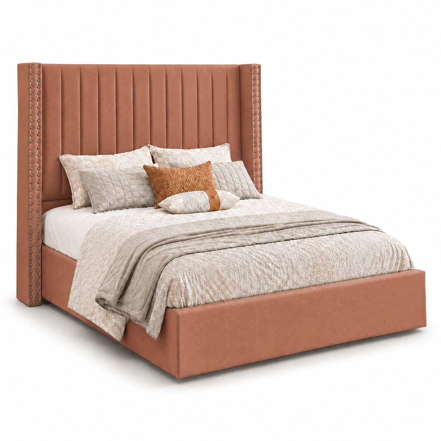 CAMA TAPIZADA LISTÓN CON TACHUELAS LEMUEBLE 1.5 PLZ DURAZNO - 2