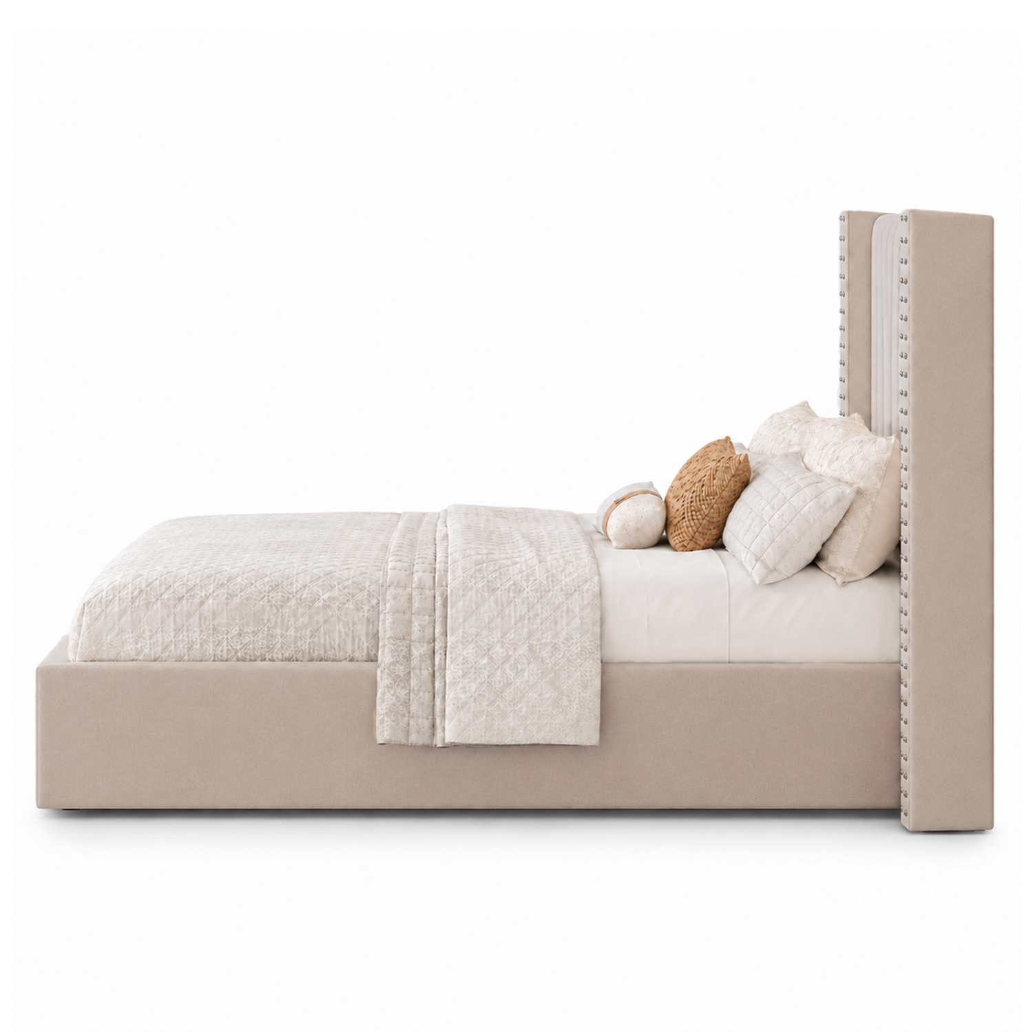 CAMA TAPIZADA LISTÓN CON TACHUELAS LEMUEBLE 1.5 PLZ TRIGO - 3