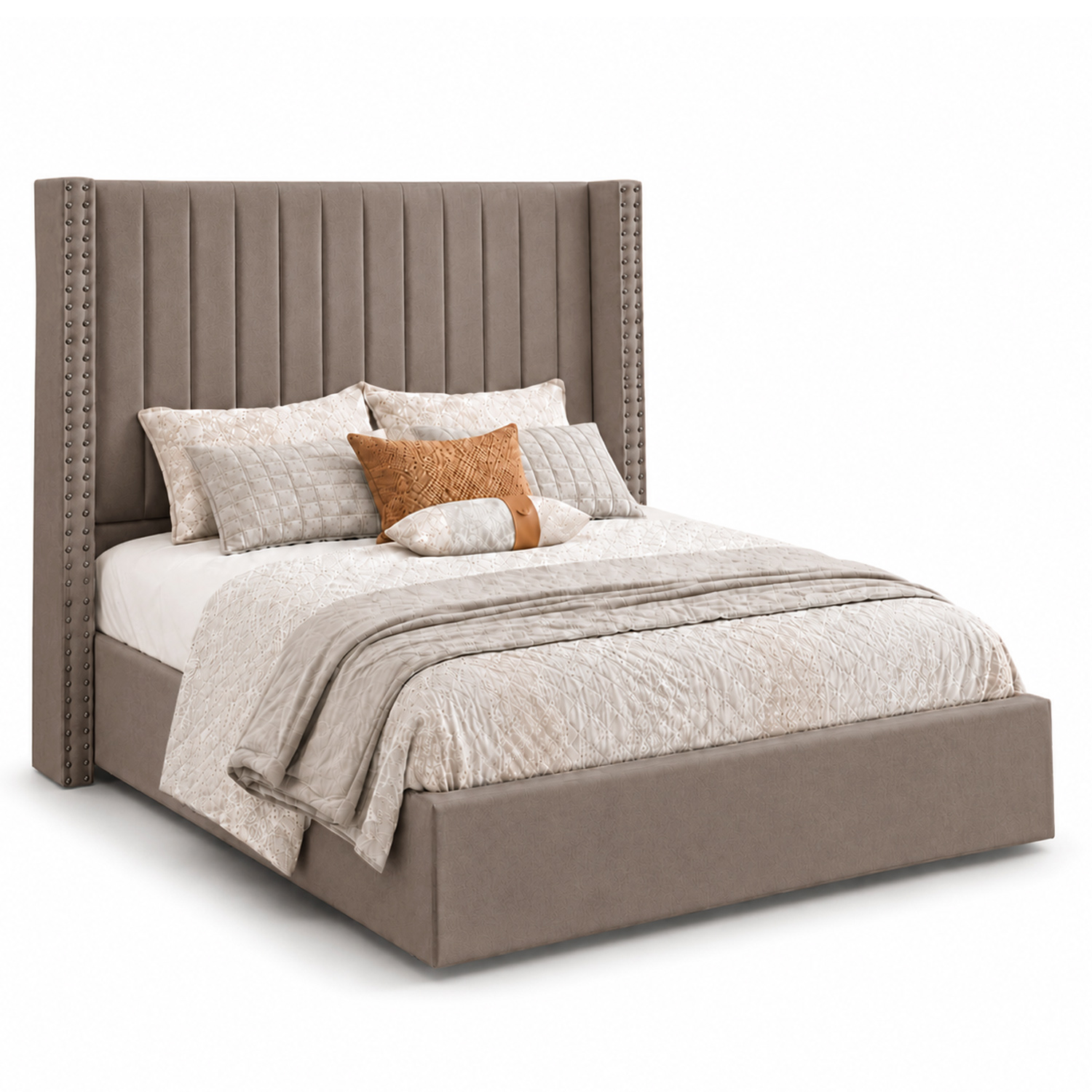 CAMA TAPIZADA LISTÓN CON TACHUELAS LEMUEBLE 1.5 PLZ CAMEL - 2