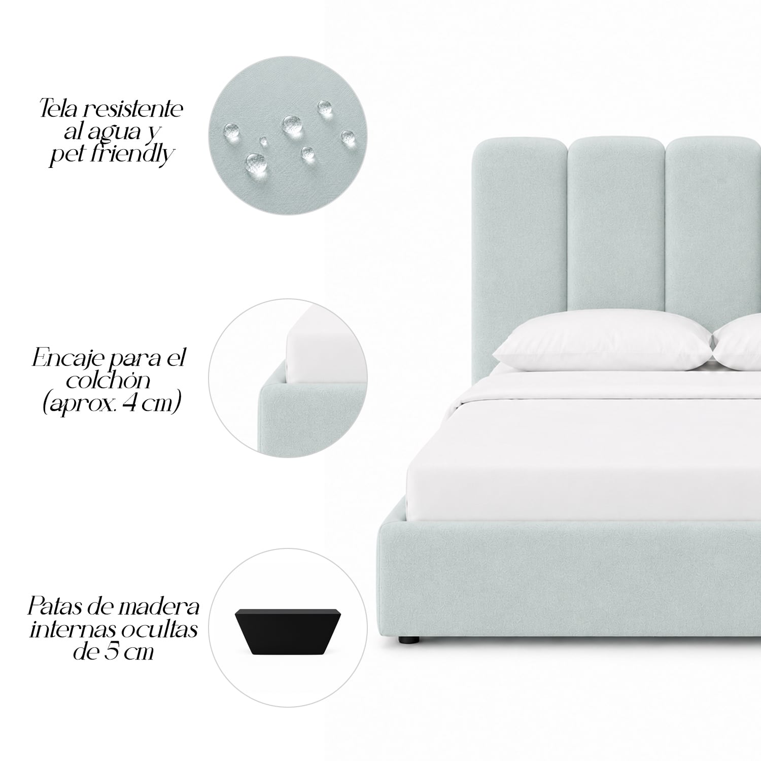 CAMA TAPIZADA LISTÓN SIENNA 1.5 PLZ - 4