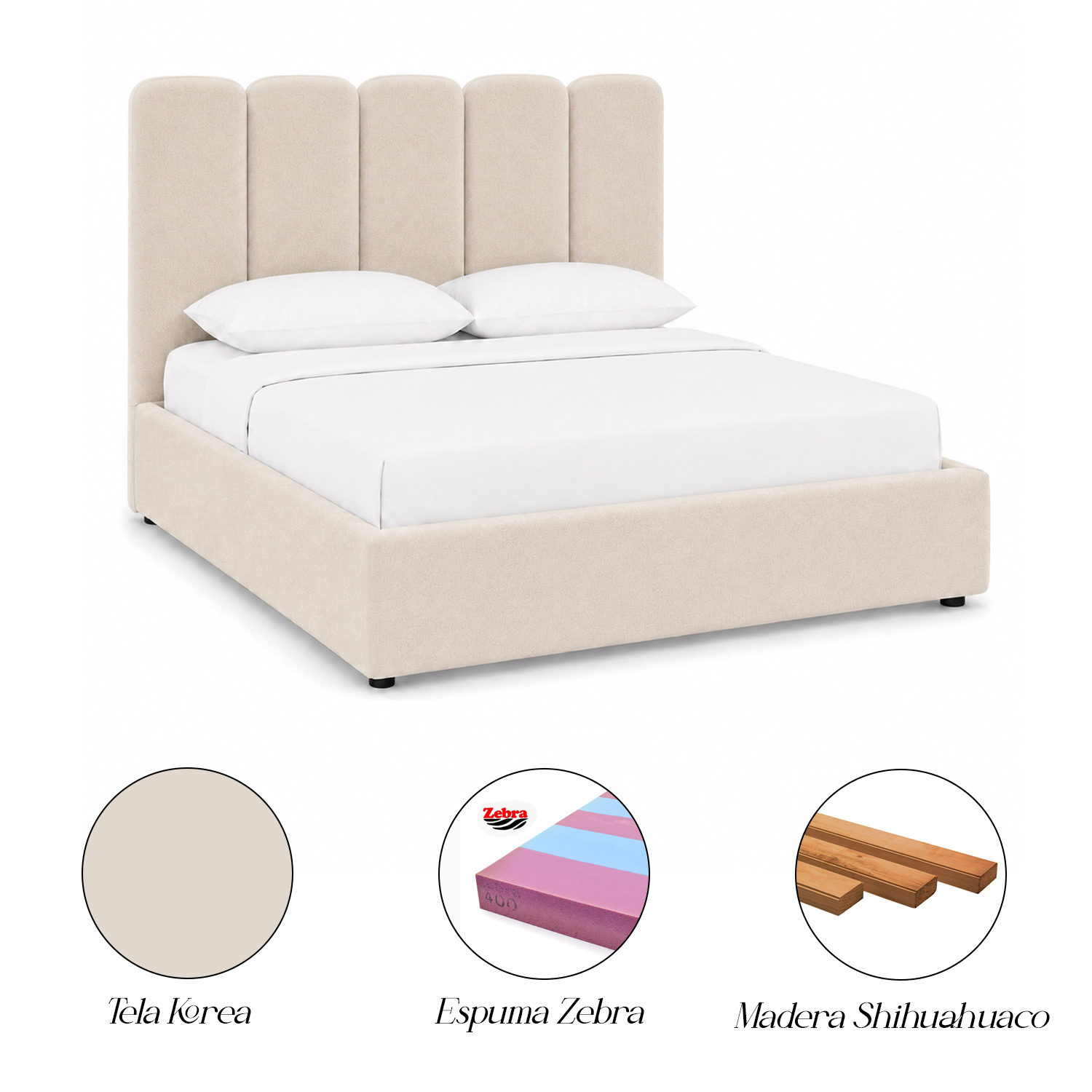 CAMA TAPIZADA LISTÓN SIENNA 2 PLAZAS - 5