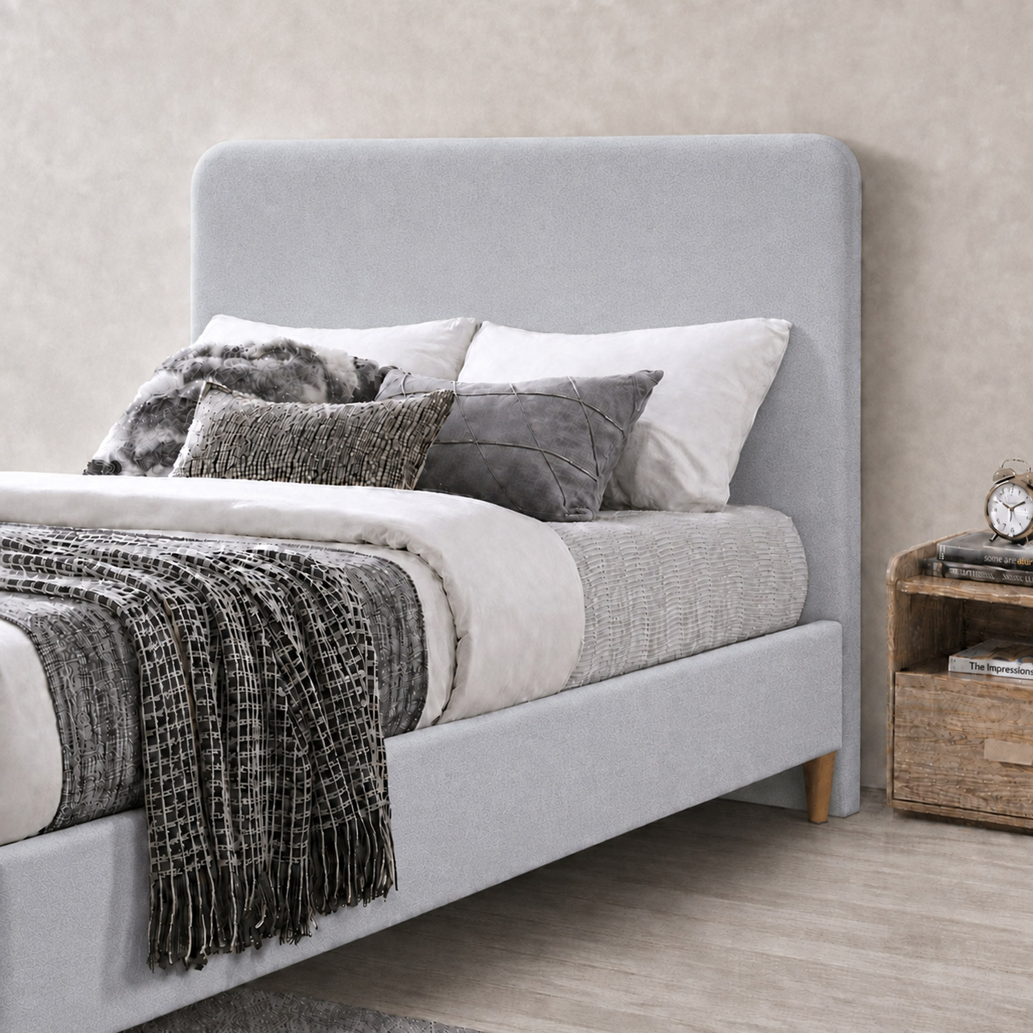 CAMA LEMUEBLE TAPIZADA LISA CURVO 2 PLAZAS - 3