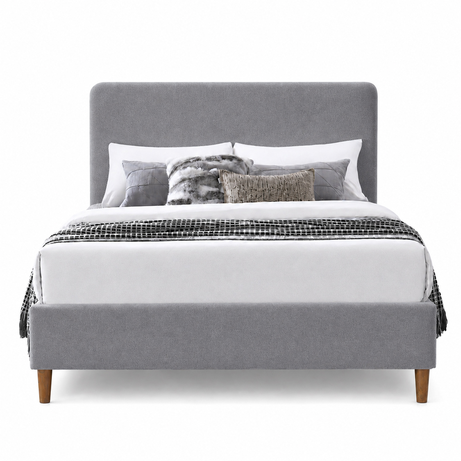 CAMA LEMUEBLE TAPIZADA LISA CURVO QUEEN - 1