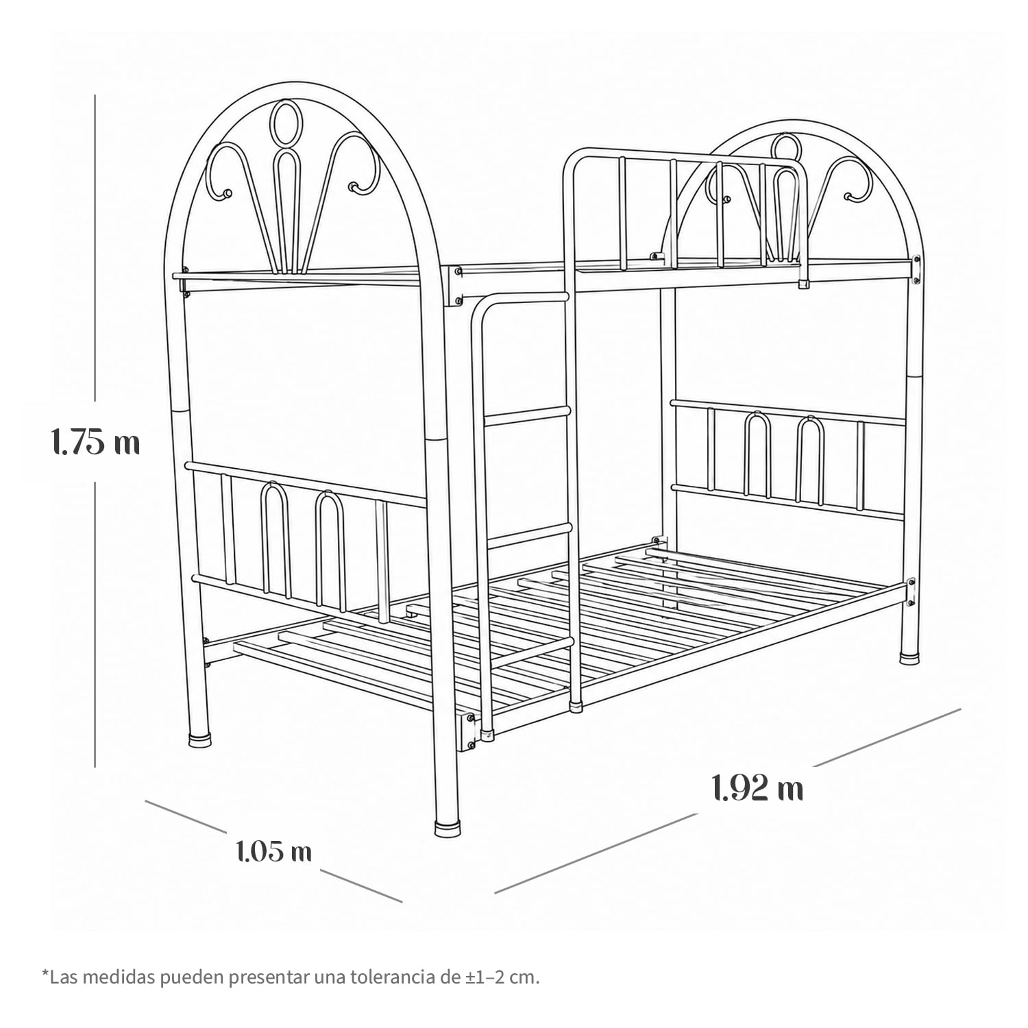 CAMAROTE METÁLICO LEMUEBLE 1.5 PLZ ARRIBA Y ABAJO - 4