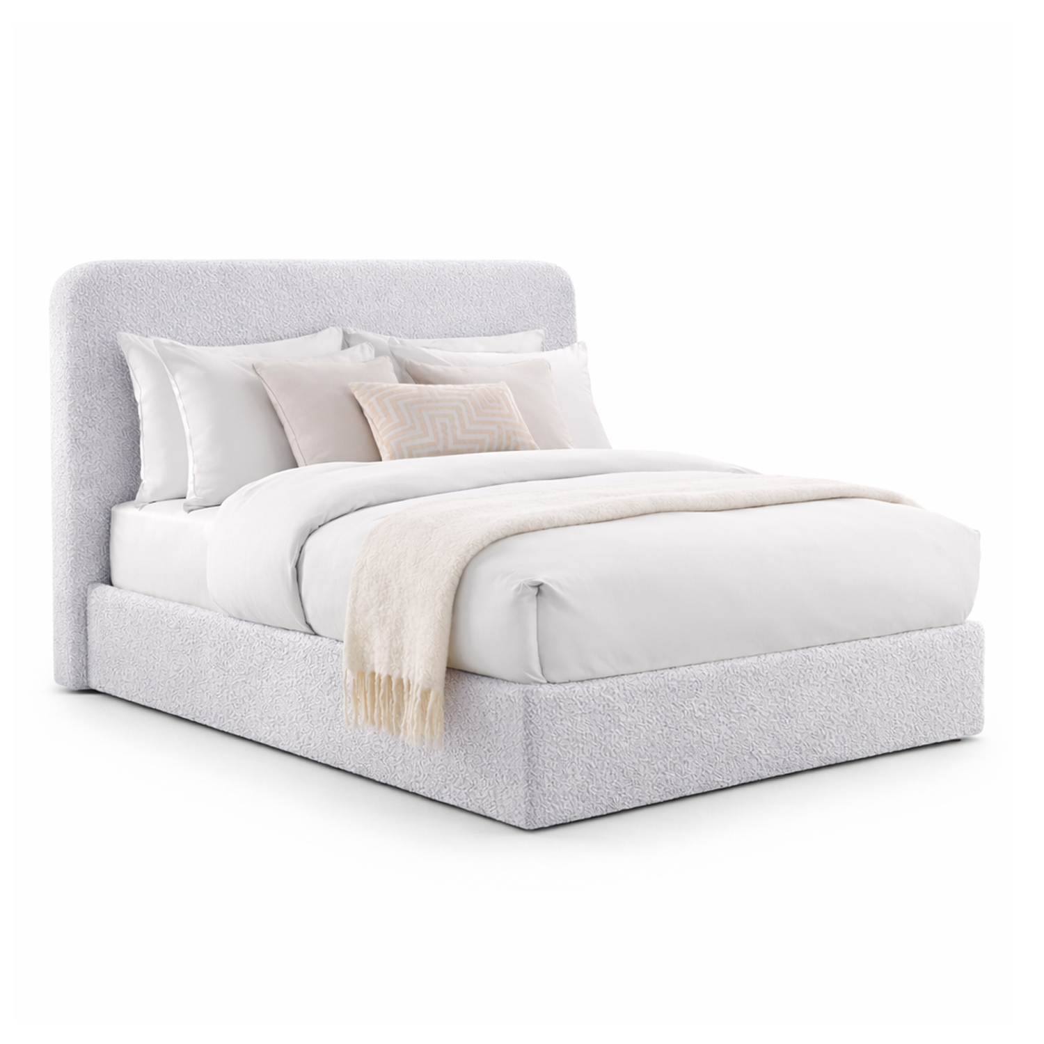 CAMA TAPIZADA CALIFORNIA CURVO PLATA 1.5 PLZ - 1