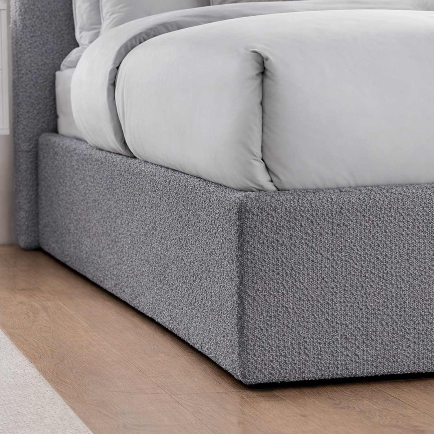 CAMA TAPIZADA CALIFORNIA CURVO GRIS 2 PLAZAS - 3
