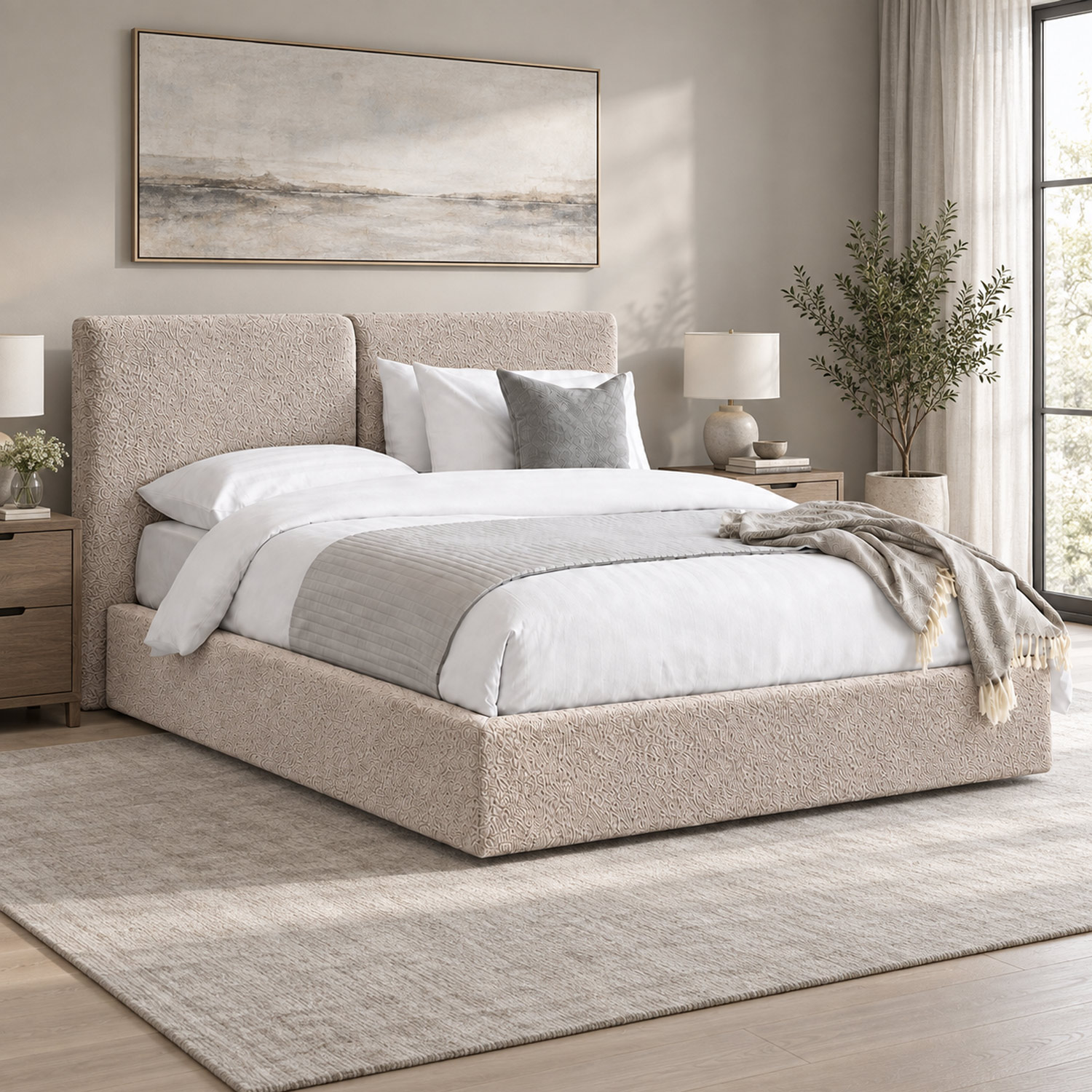 CAMA TAPIZADA CALIFORNIA COZZY CAMEL 1.5 PLZ - 4