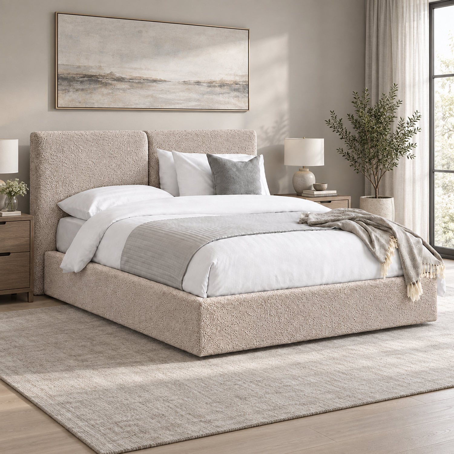 CAMA TAPIZADA CALIFORNIA COZZY CAMEL 2 PLAZAS - 4