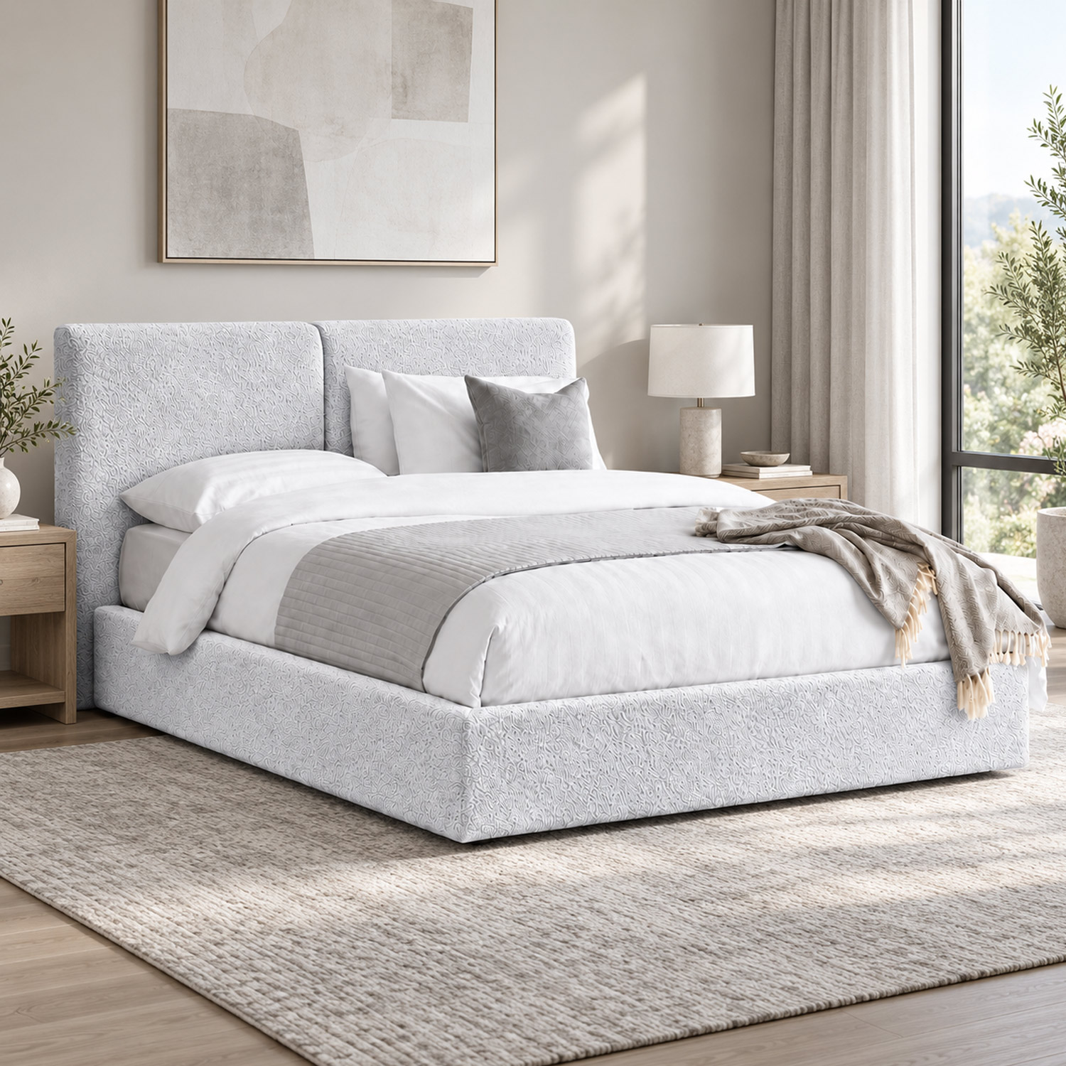 CAMA TAPIZADA CALIFORNIA COZZY PLATA 2 PLAZAS - 4