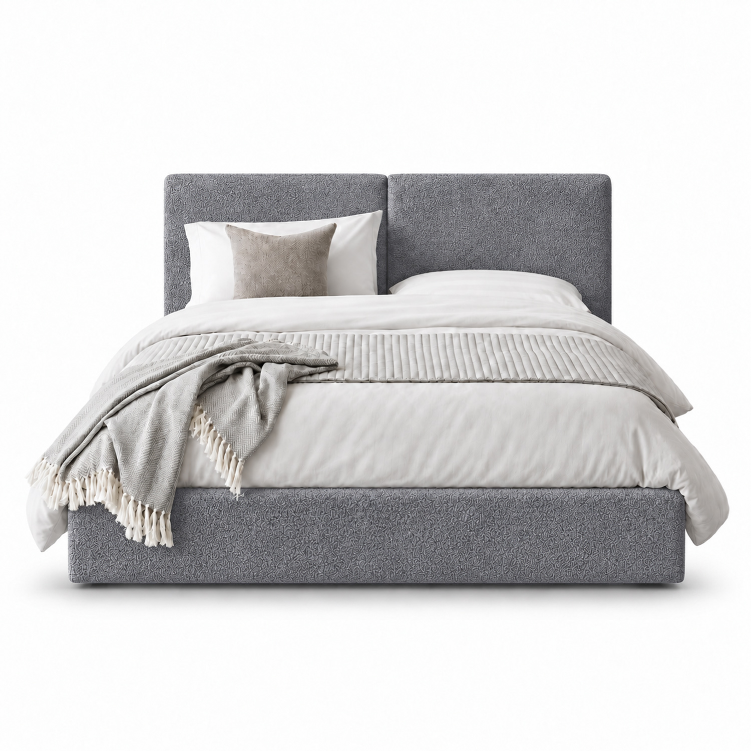 CAMA TAPIZADA CALIFORNIA COZZY GRIS 2 PLAZAS - 1